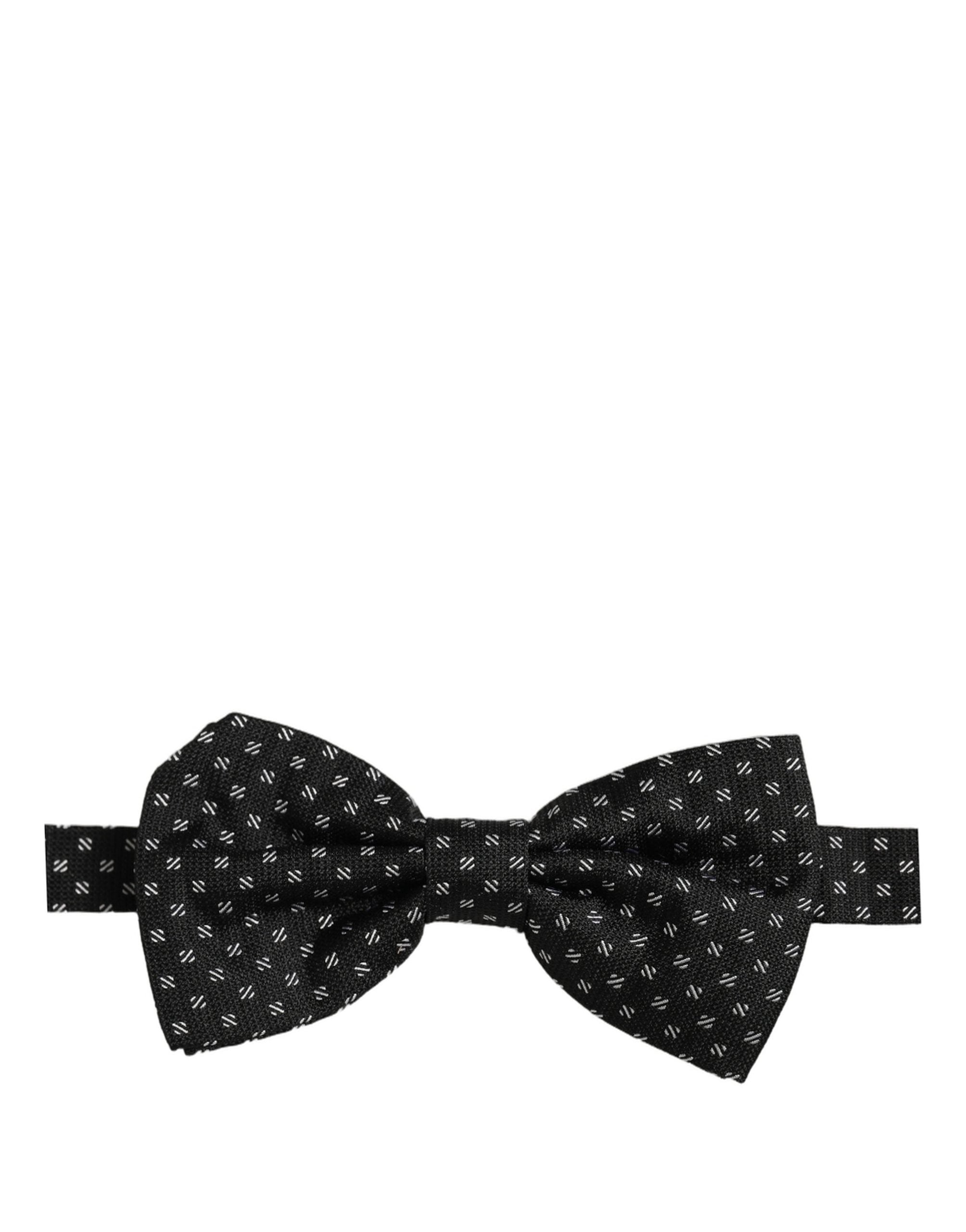Dolce & Gabbana Herren Schwarze Gemusterte Verstellbare Hals-Papillon-Fliege