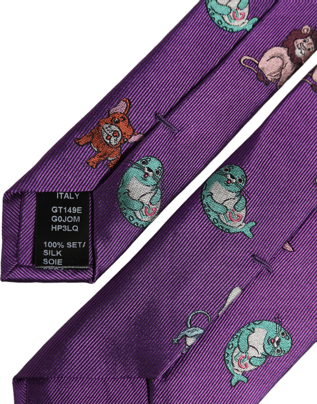 Dolce & Gabbana Herren Krawatte mit verstellbarem Knoten und lila Tiermotiv