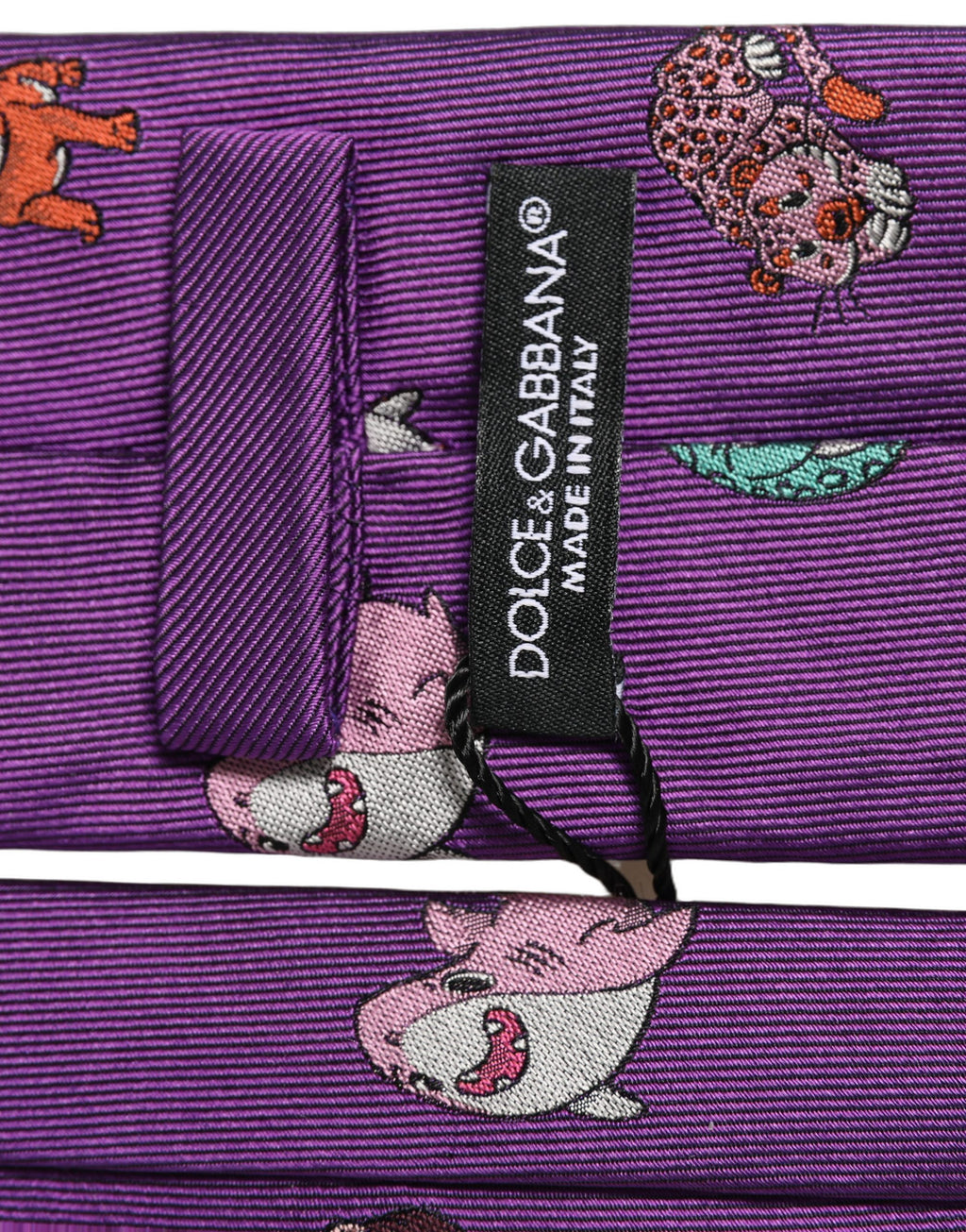 Dolce & Gabbana Herren Krawatte mit verstellbarem Knoten und lila Tiermotiv