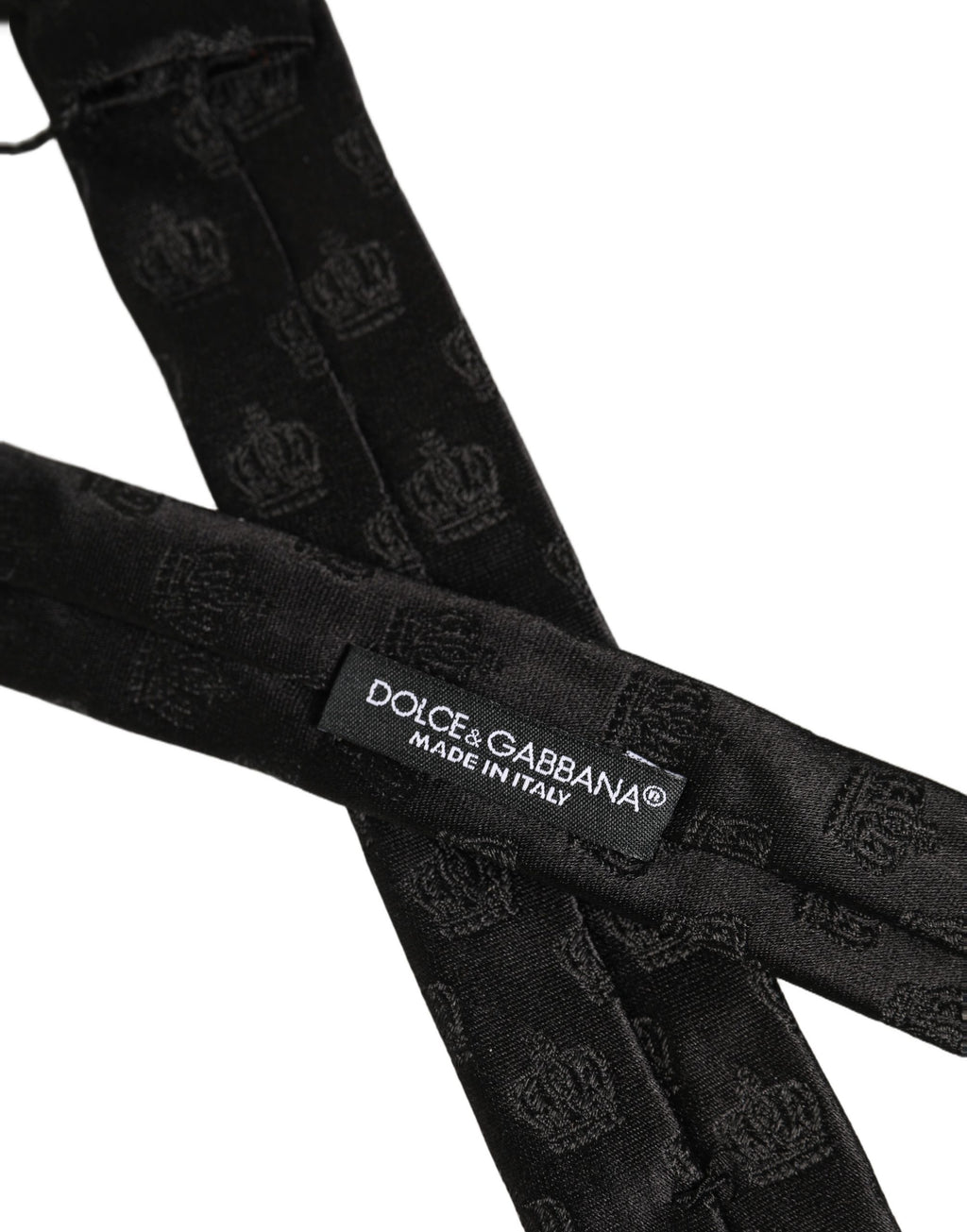 Dolce & Gabbana Herrenschal Schwarzer Kronen-Print Seide Verstellbar Gebunden Krawatte