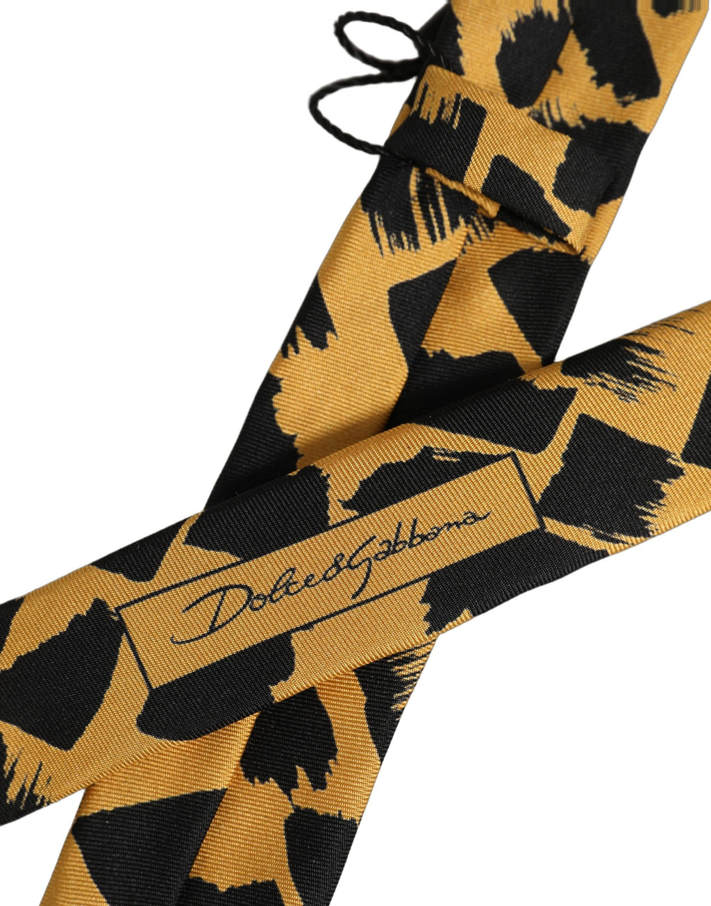 Dolce & Gabbana Herrenschal Schwarz Gelb Gemustert Verstellbar Gebunden Krawatte