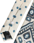 Dolce & Gabbana Herren Krawatte Off White Blau Geometrisch Verstellbar Gebunden