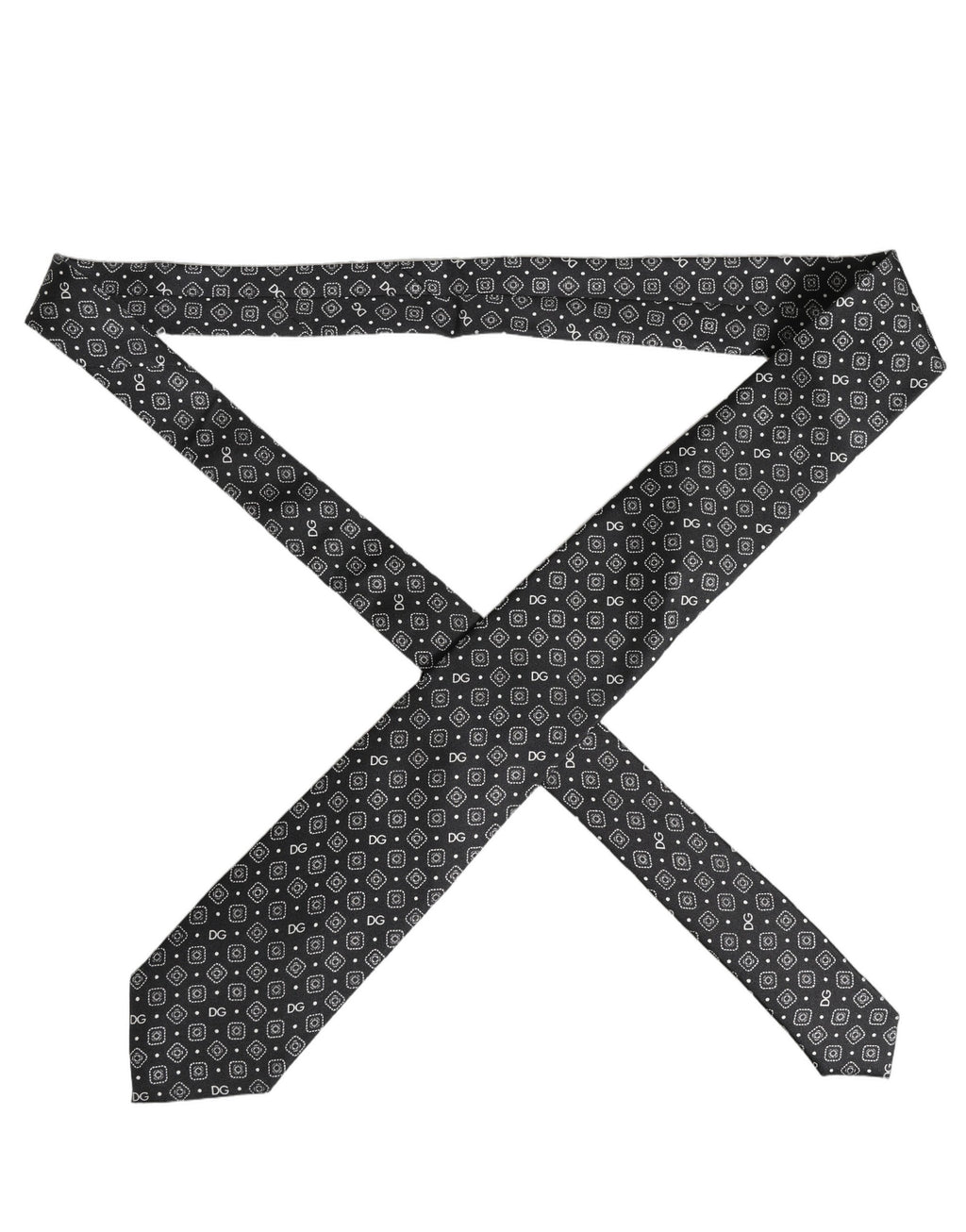 Dolce & Gabbana Herren Schwarze DG Logo 100% Seide Verstellbare Krawatte