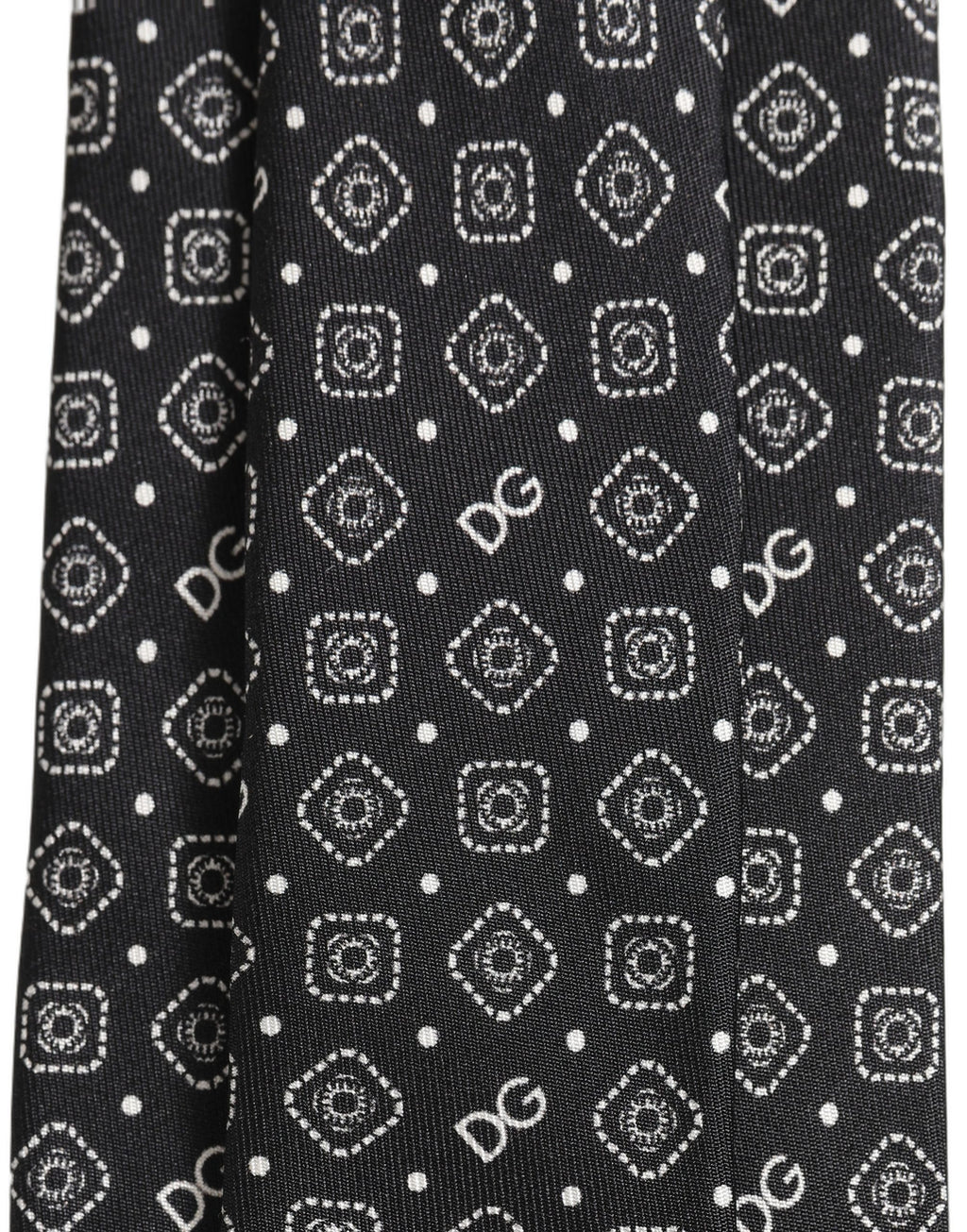 Dolce & Gabbana Herren Schwarze DG Logo 100% Seide Verstellbare Krawatte