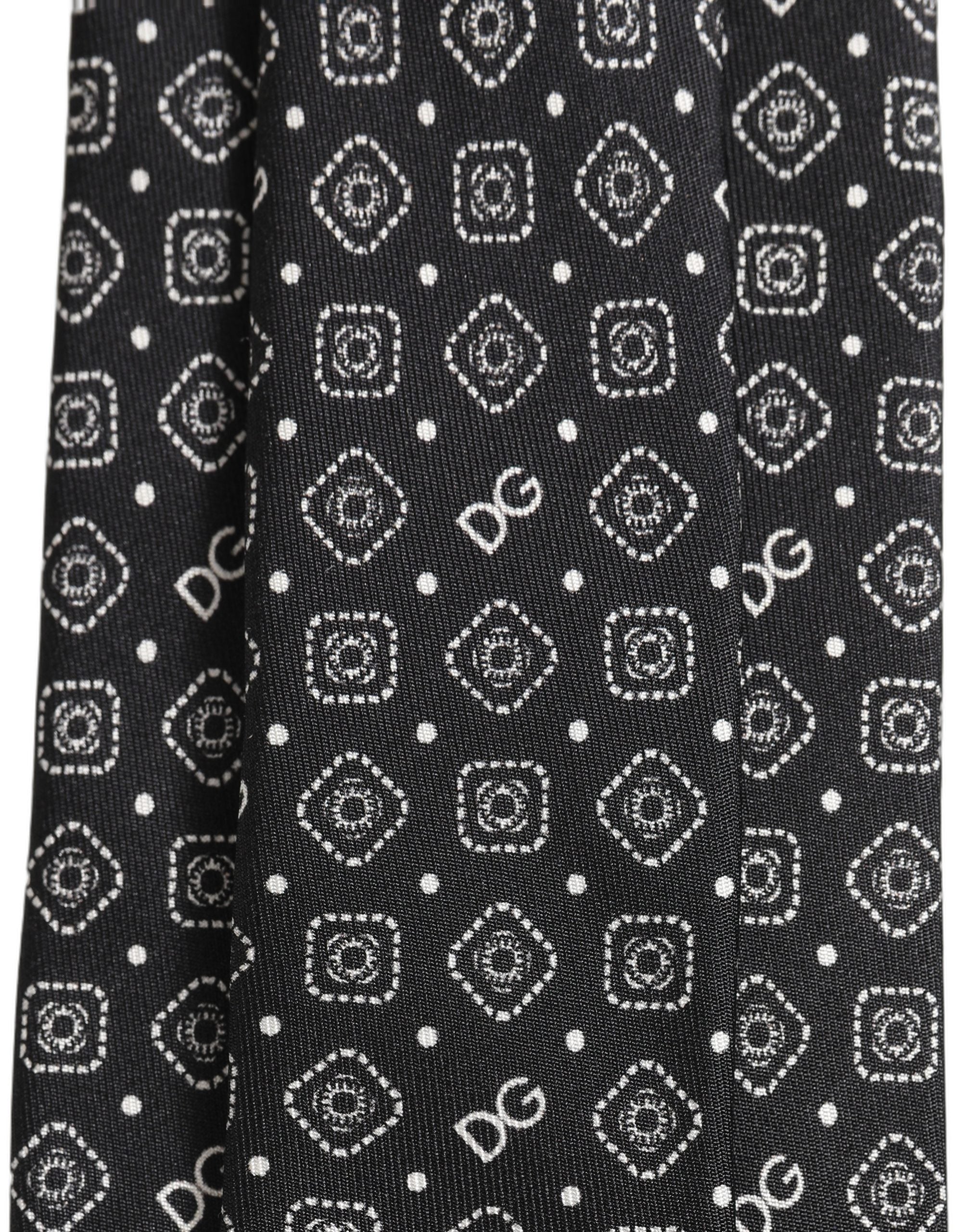 Dolce & Gabbana Herren Schwarze DG Logo 100% Seide Verstellbare Krawatte