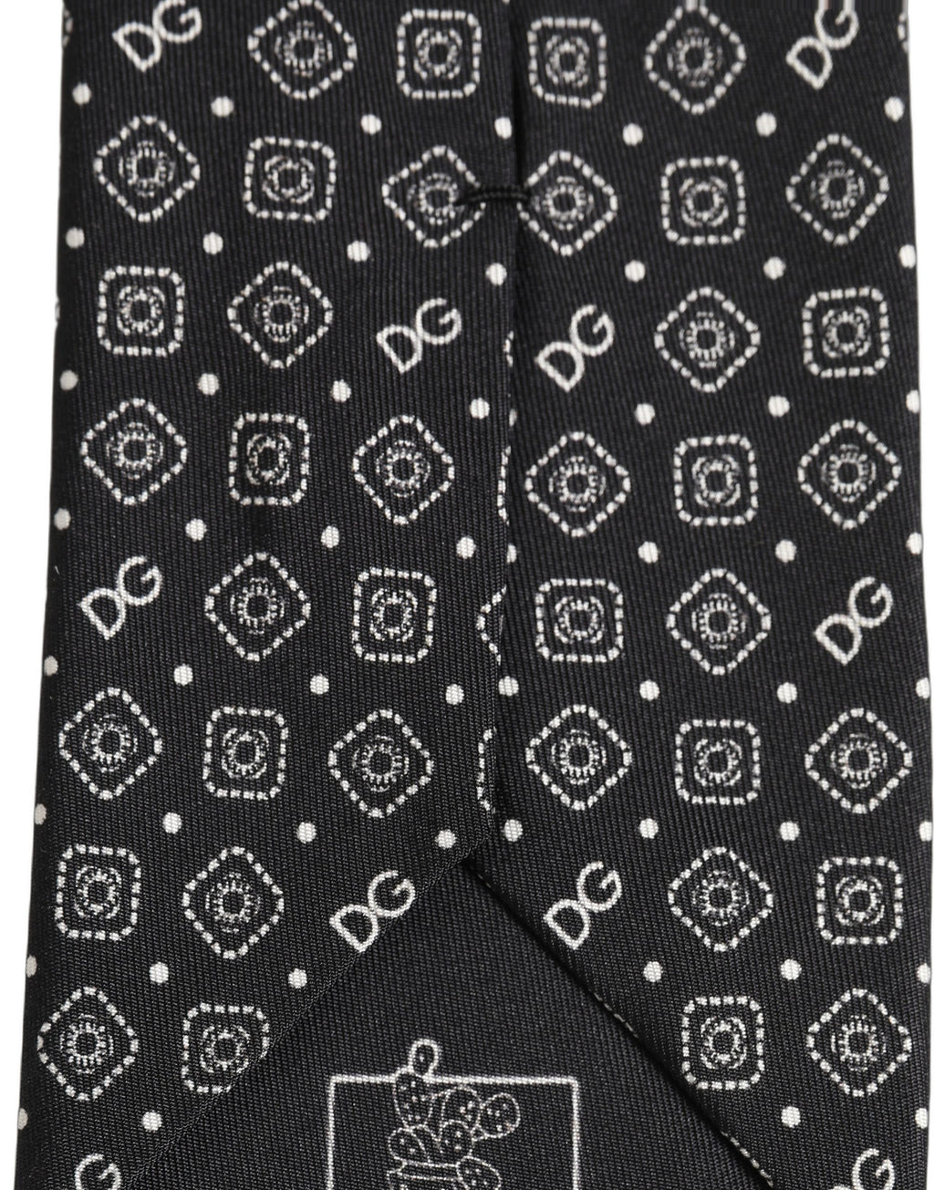 Dolce & Gabbana Herren Schwarze DG Logo 100% Seide Verstellbare Krawatte