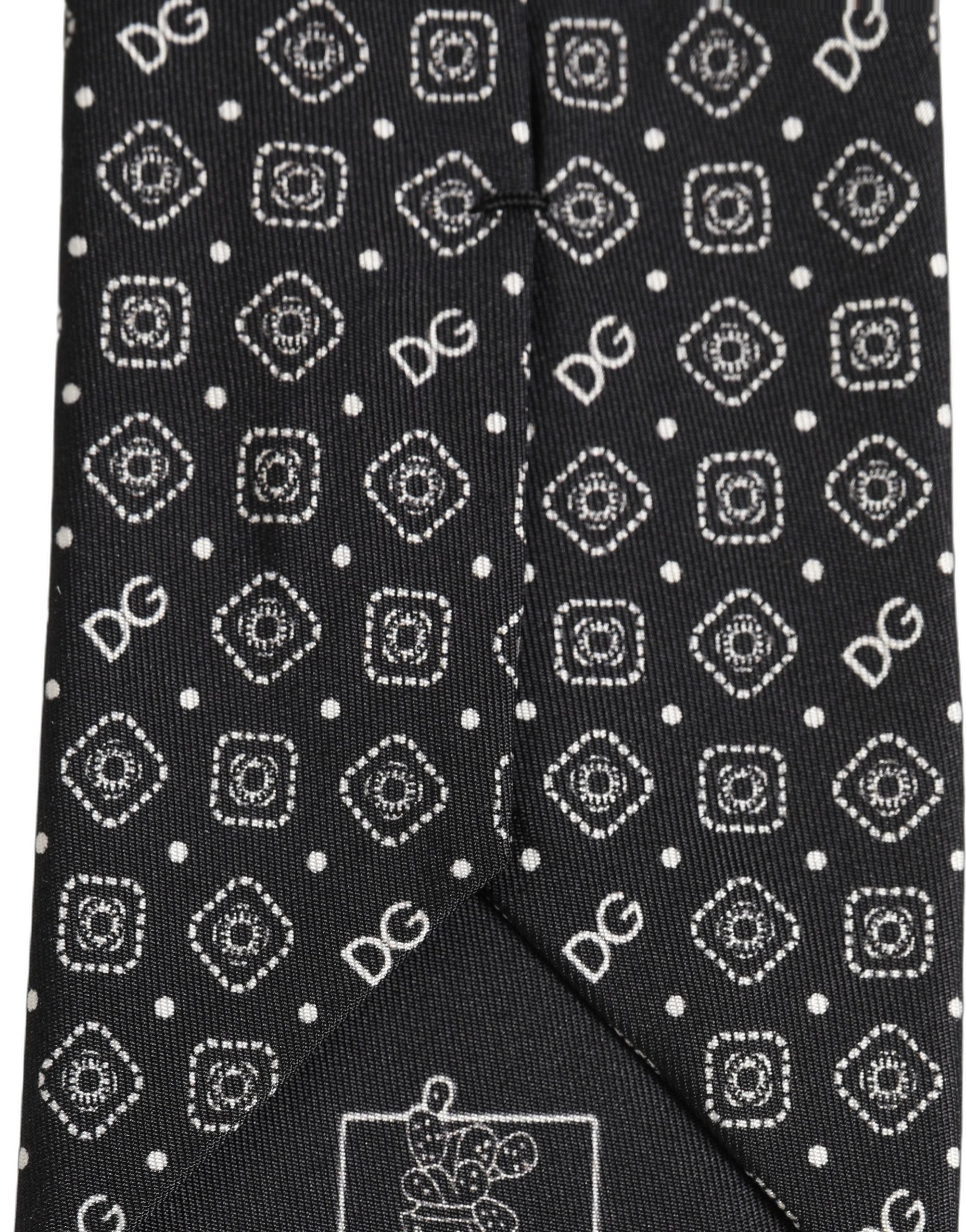 Dolce & Gabbana Herren Schwarze DG Logo 100% Seide Verstellbare Krawatte