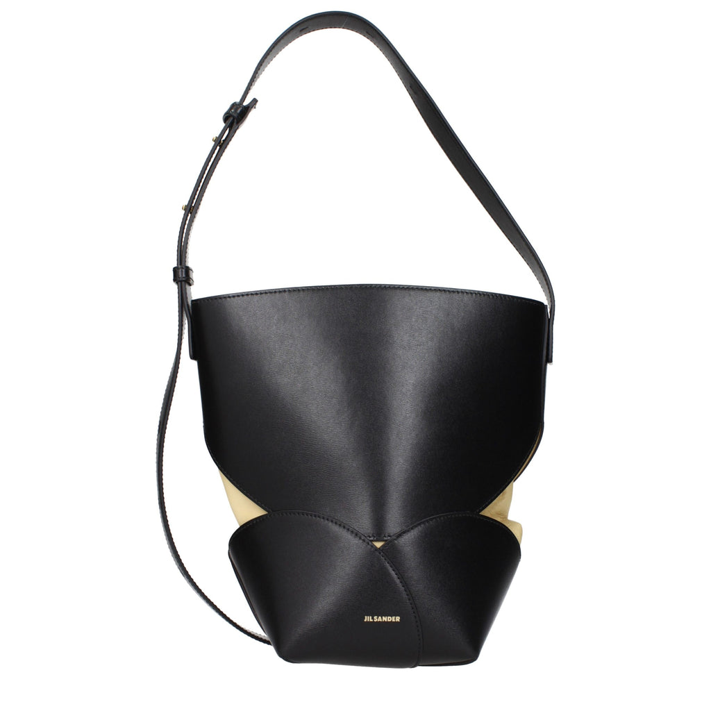 Jil Sander Schwarze Leder Umhängetasche