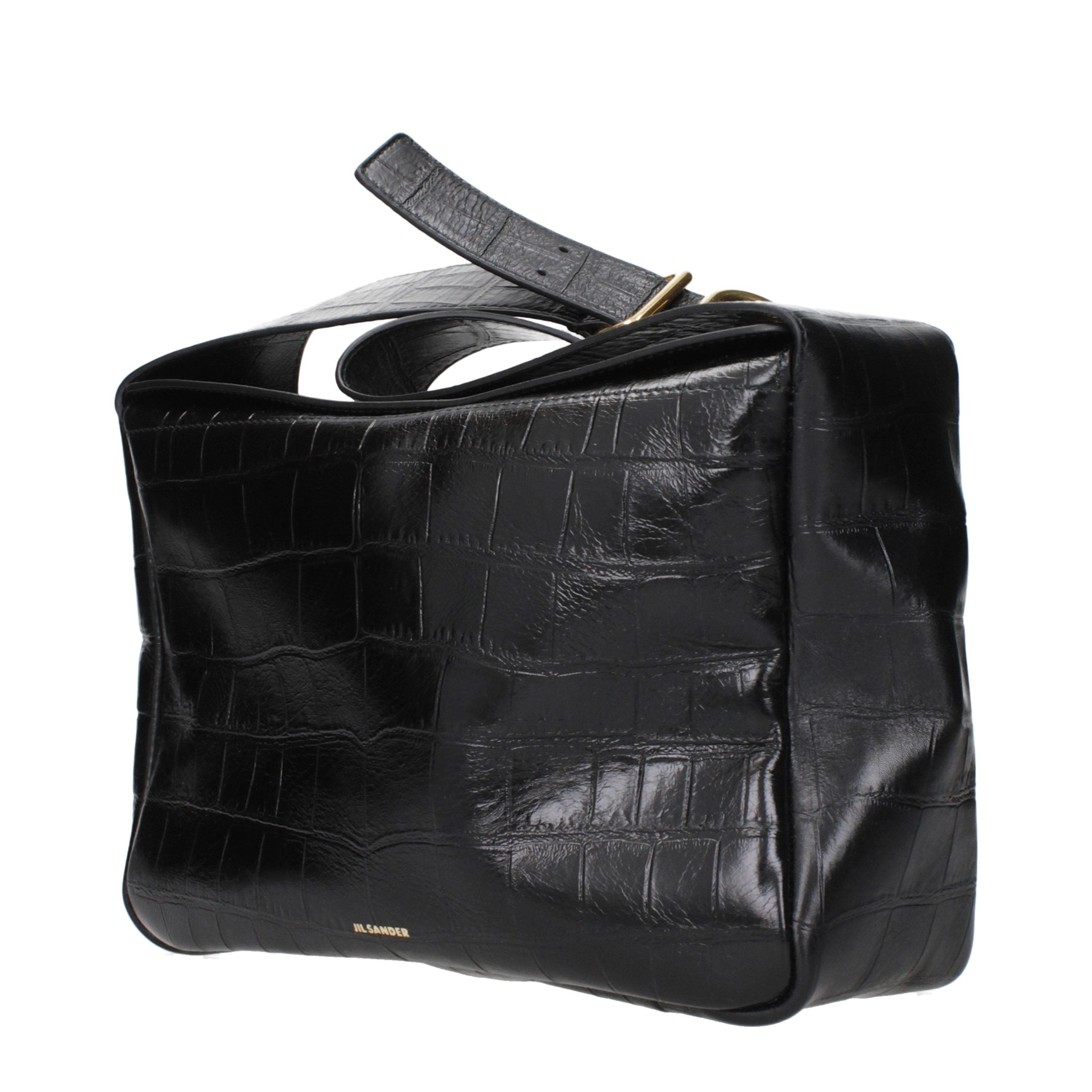 Jil Sander Schwarze Leder Umhängetasche