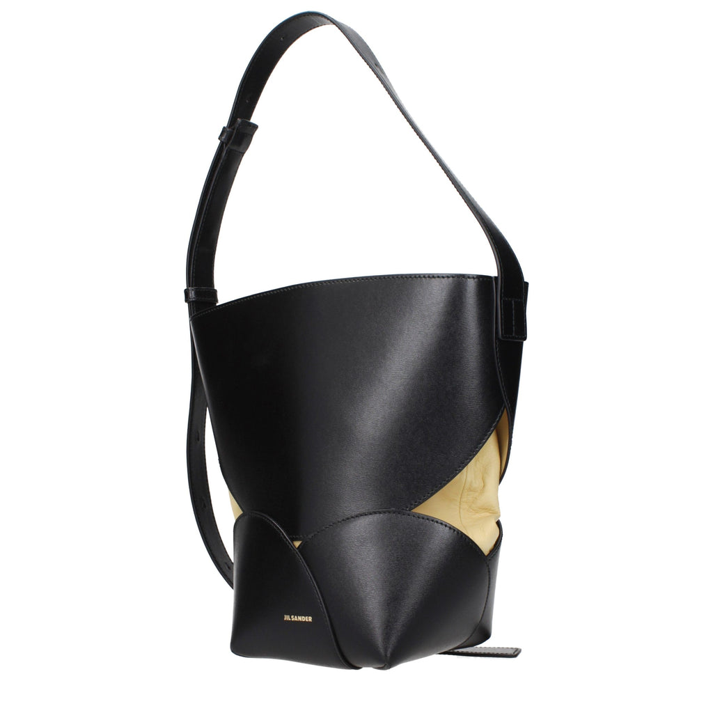 Jil Sander Schwarze Leder Umhängetasche