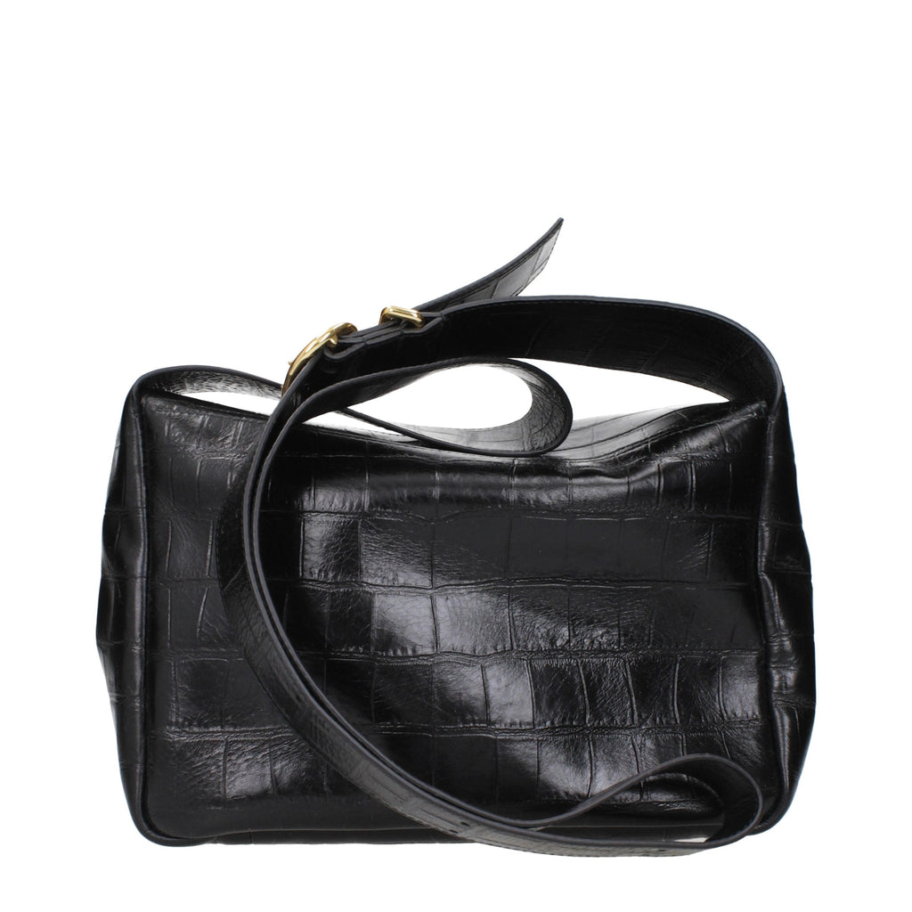 Jil Sander Schwarze Leder Umhängetasche