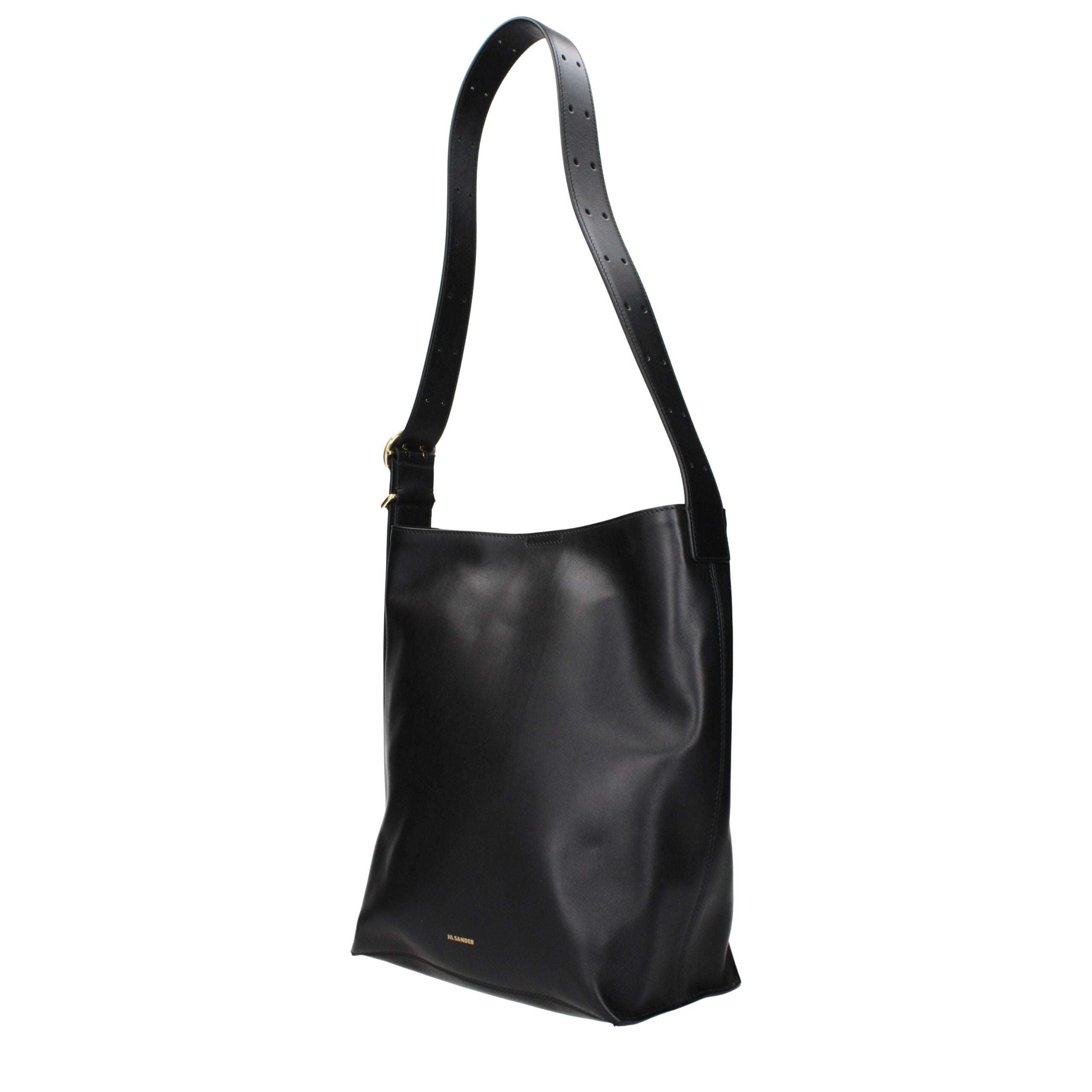 Jil Sander Schwarze Leder Umhängetasche