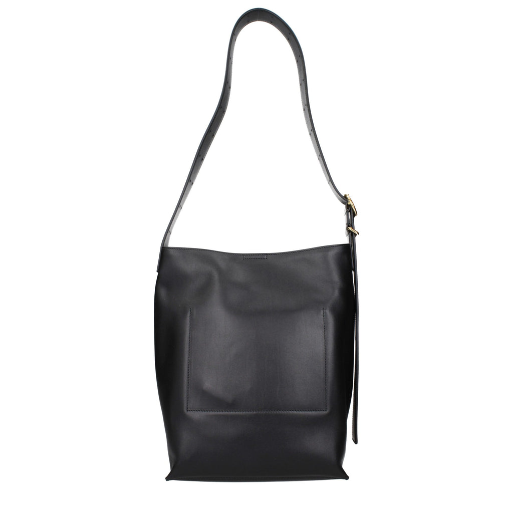 Jil Sander Schwarze Leder Umhängetasche