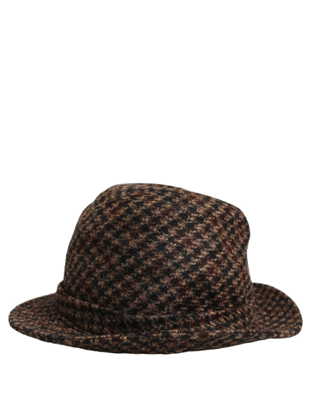 Dolce & Gabbana Brauner Karomuster Tweed Fedora Hut