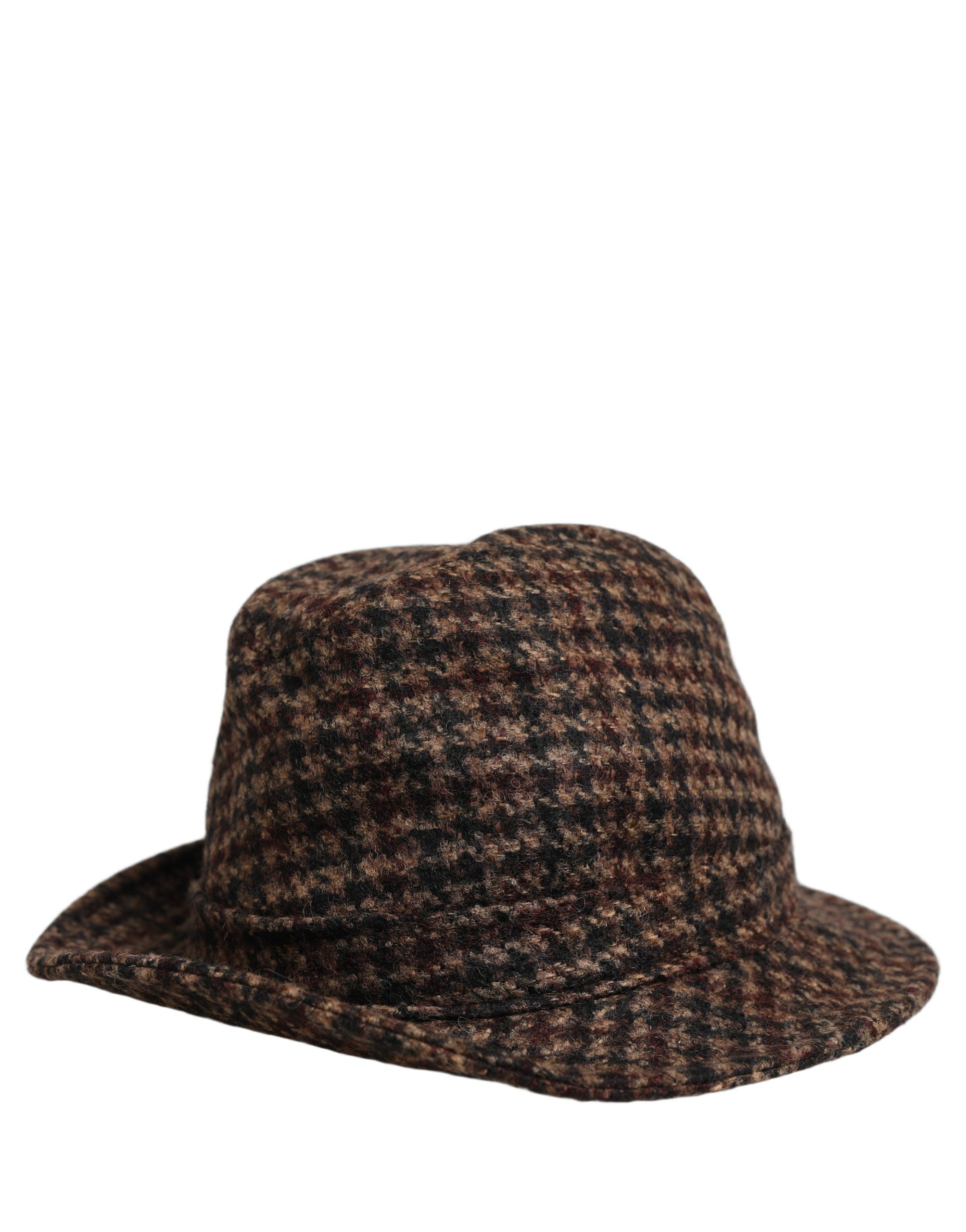 Dolce & Gabbana Brauner Karomuster Tweed Fedora Hut