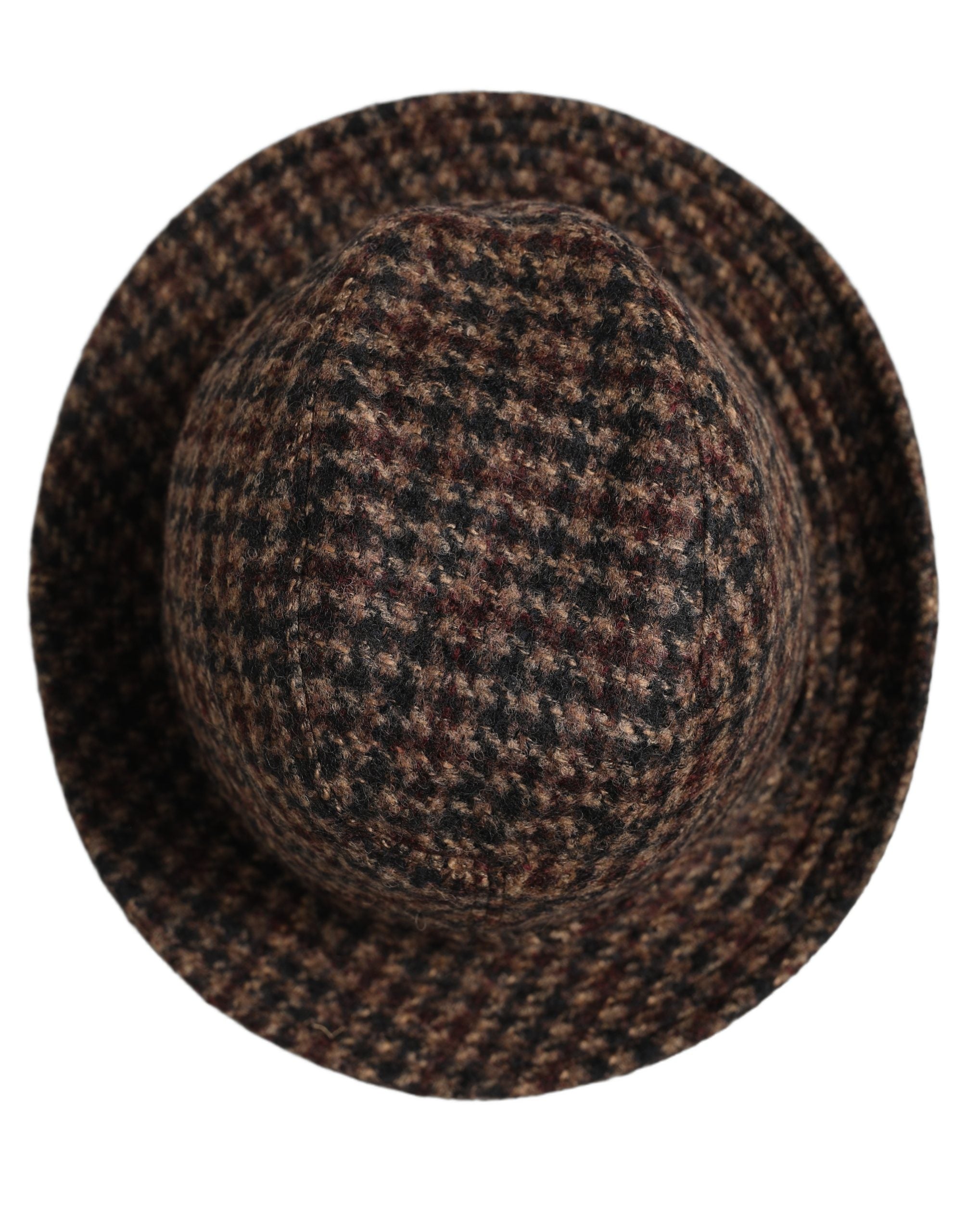 Dolce & Gabbana Brauner Karomuster Tweed Fedora Hut