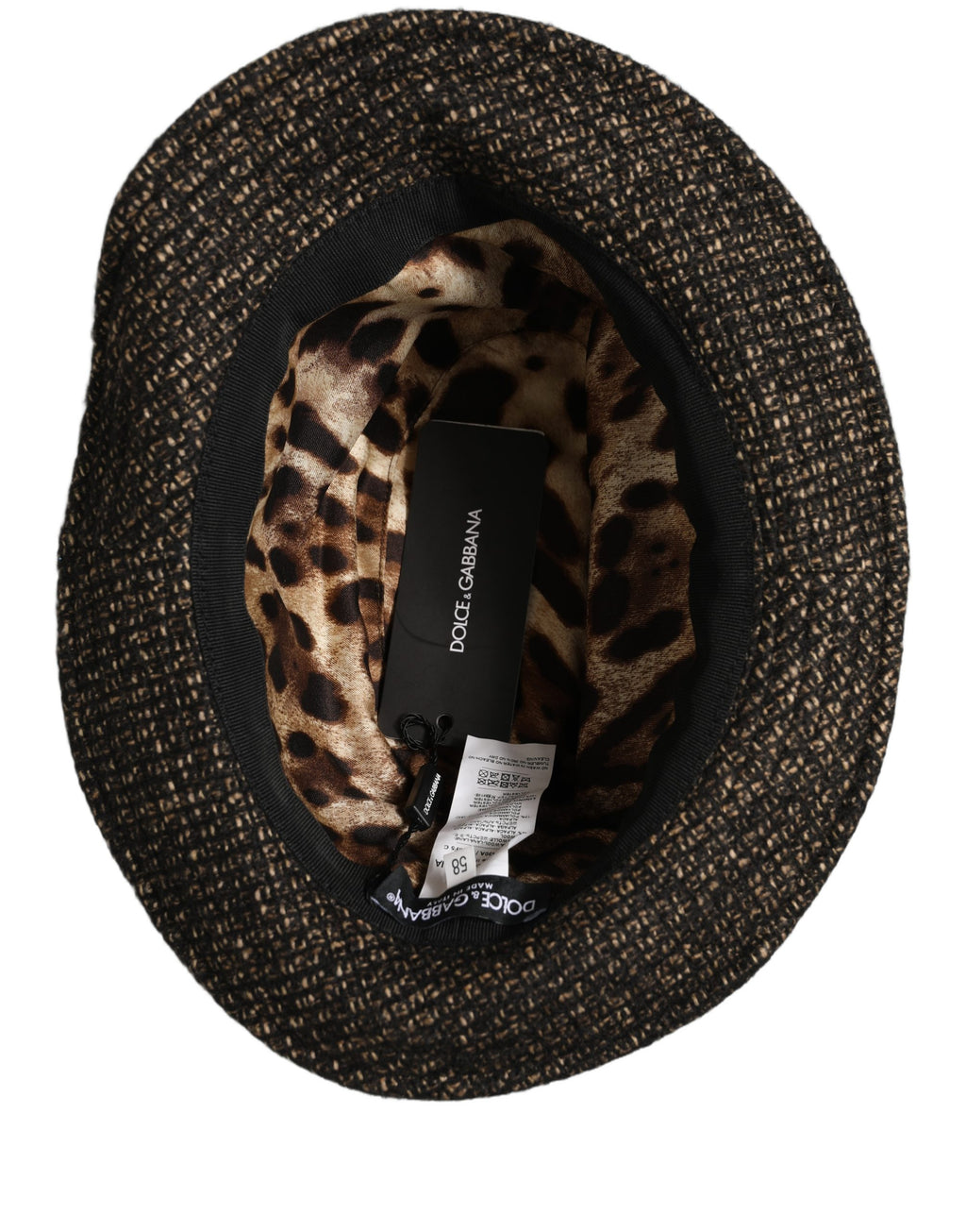 Dolce & Gabbana Graue Melange Tweed-Kappe aus edlem Materialmix