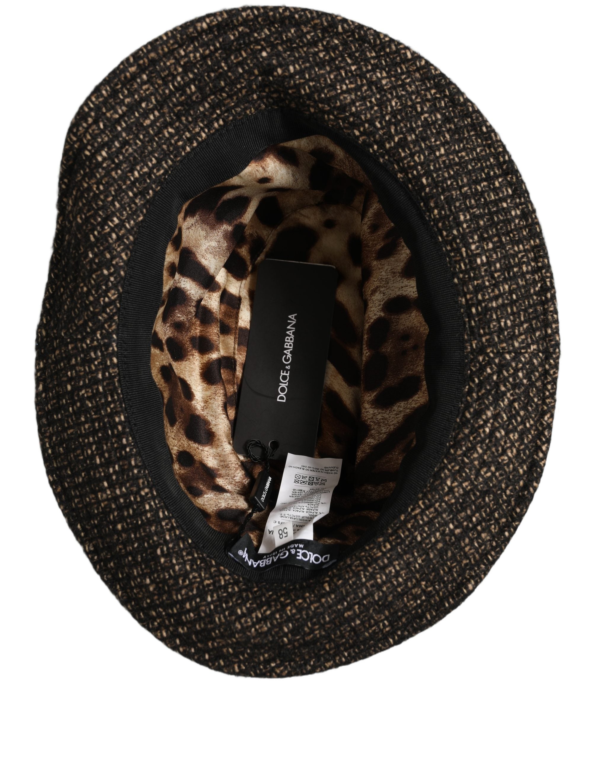 Dolce & Gabbana Graue Melange Tweed-Kappe aus edlem Materialmix