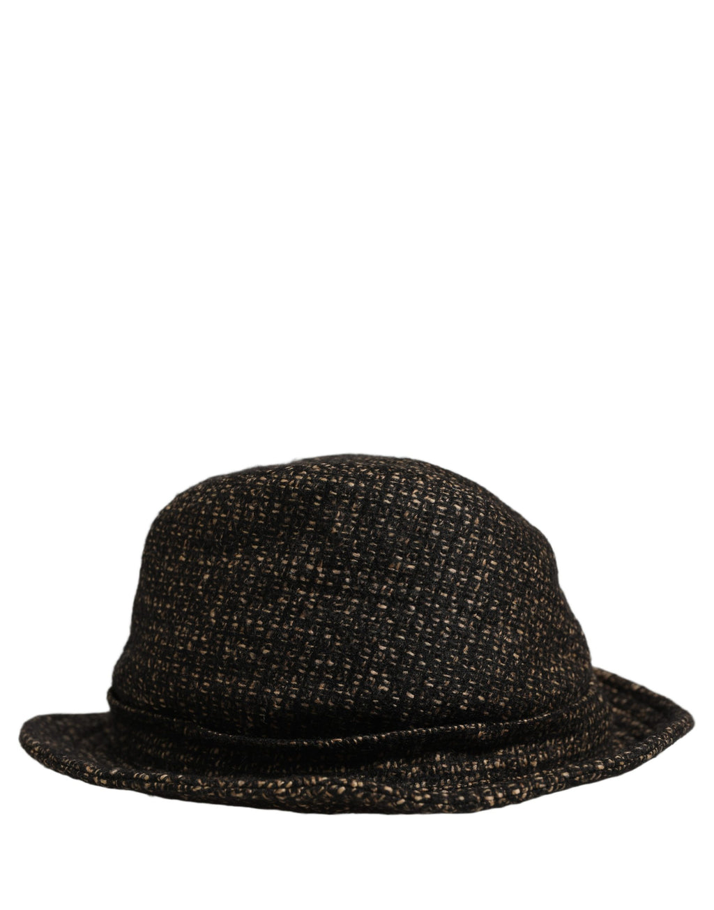 Dolce & Gabbana Graue Melange Tweed-Kappe aus edlem Materialmix