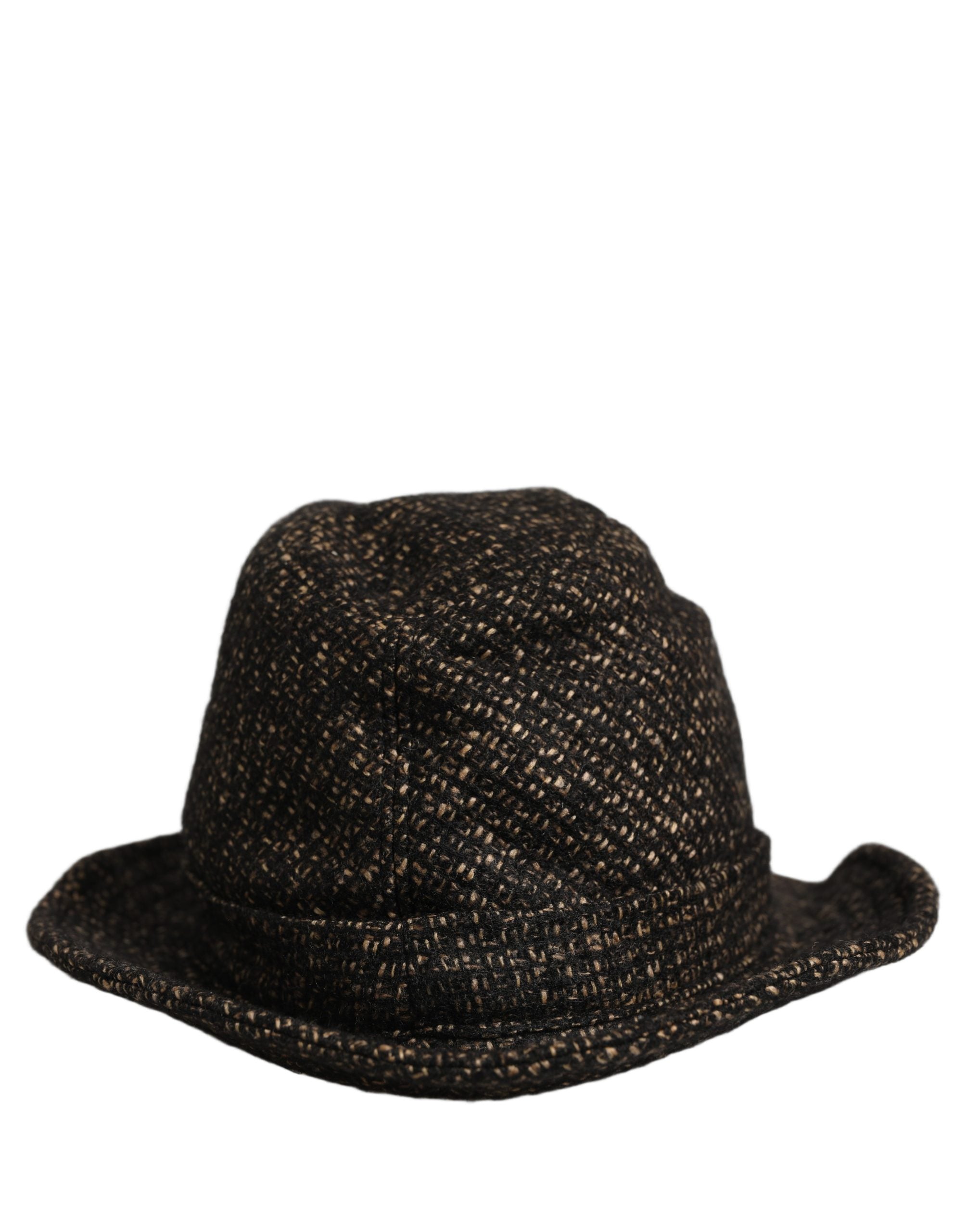 Dolce & Gabbana Graue Melange Tweed-Kappe aus edlem Materialmix