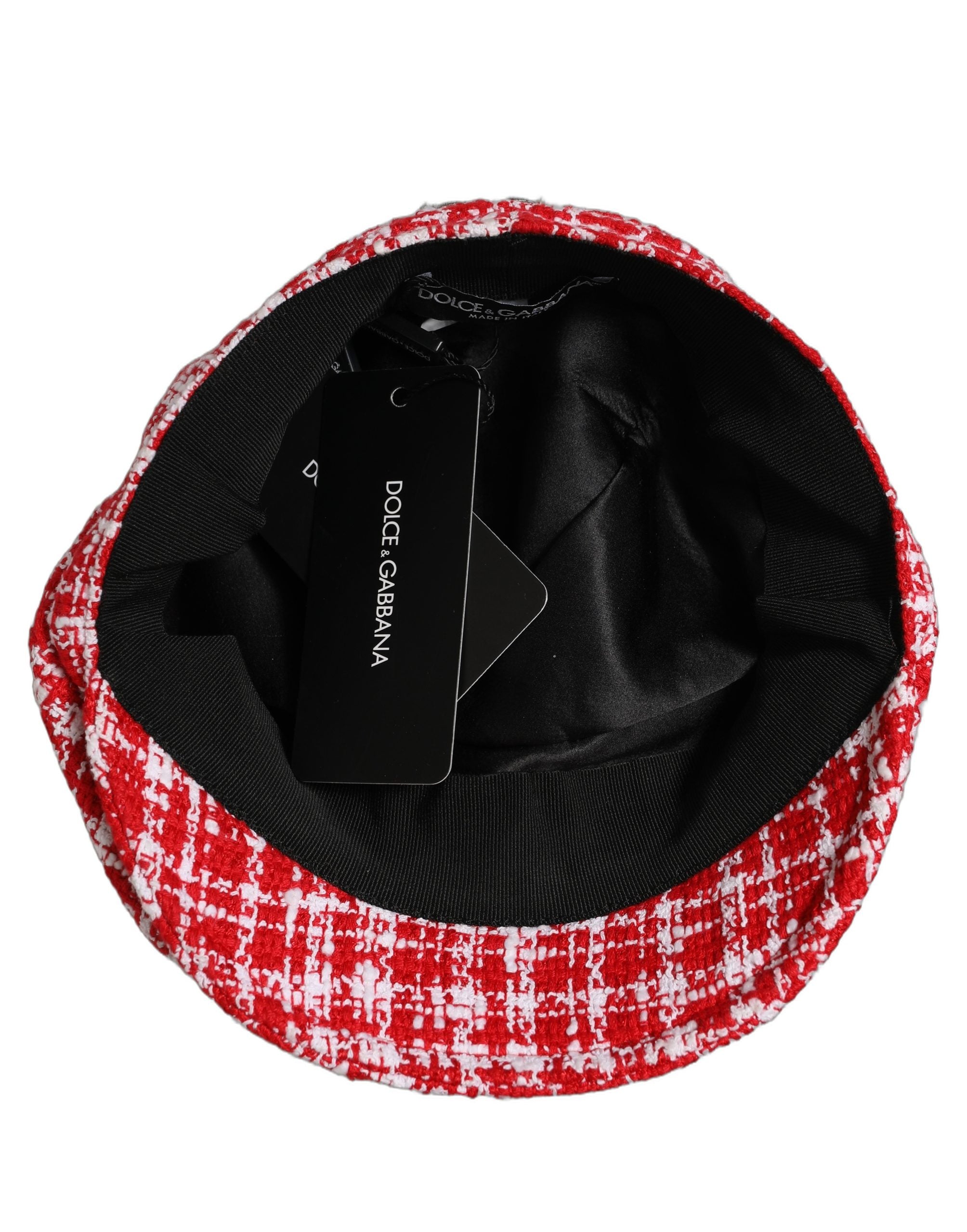 Dolce & Gabbana Baker Boy Mütze aus Tweed in Rot-Weiß