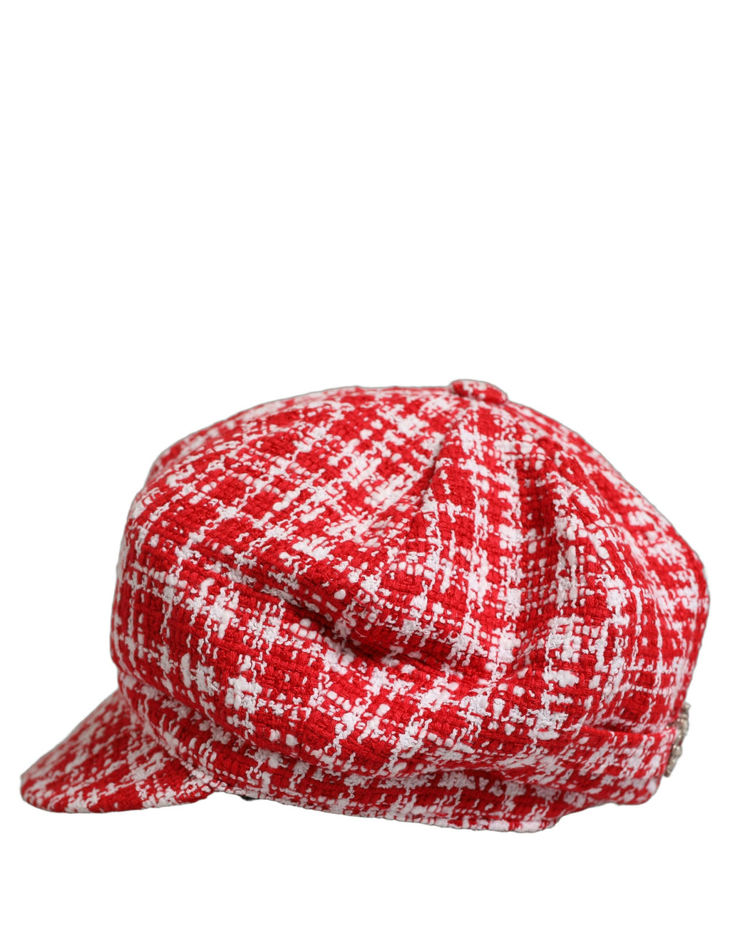 Dolce & Gabbana Baker Boy Mütze aus Tweed in Rot-Weiß