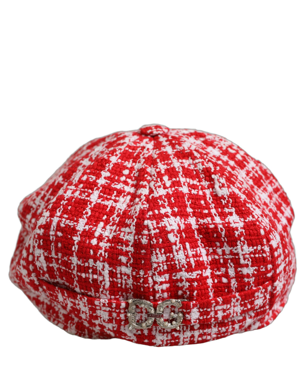 Dolce & Gabbana Baker Boy Mütze aus Tweed in Rot-Weiß