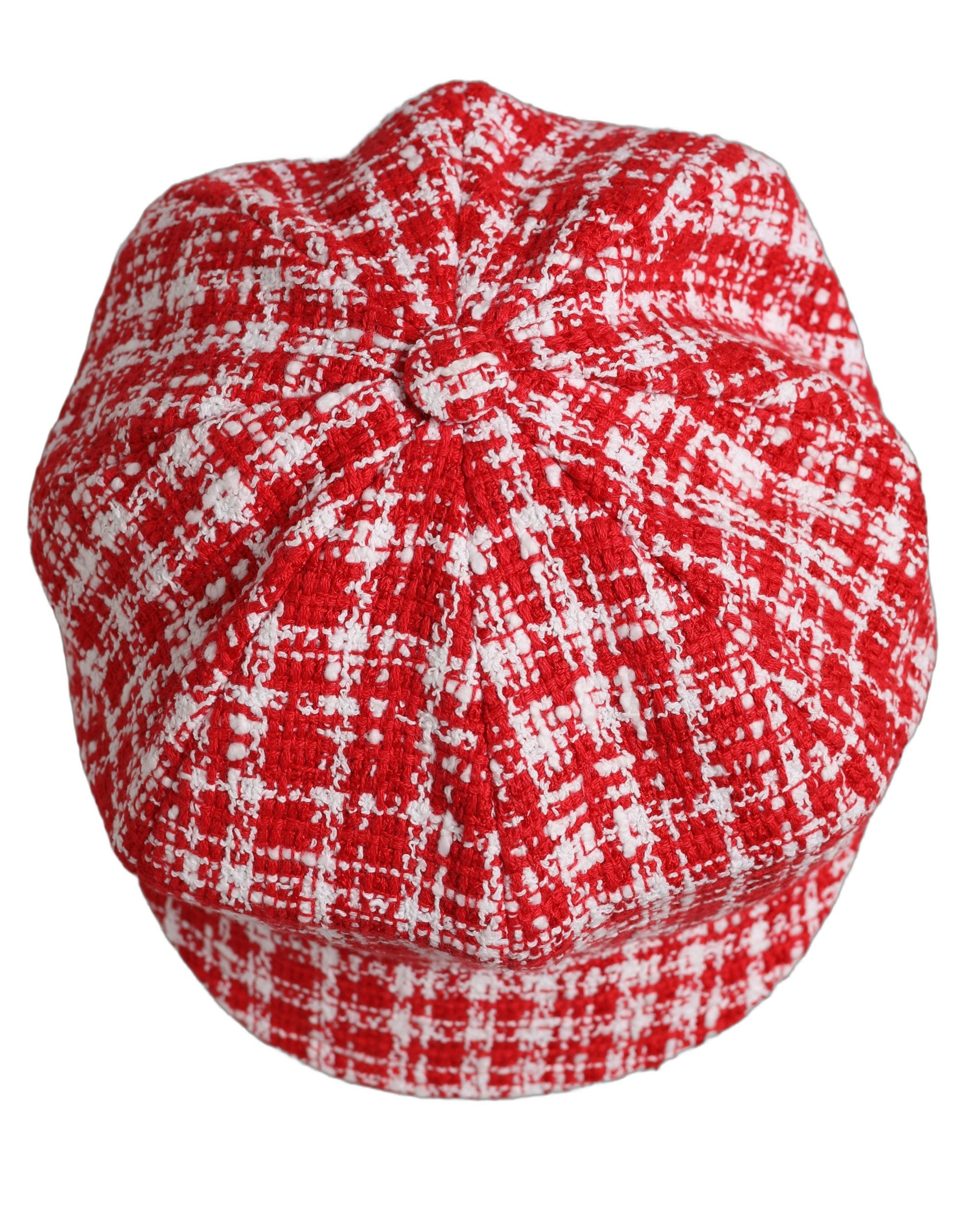 Dolce & Gabbana Baker Boy Mütze aus Tweed in Rot-Weiß