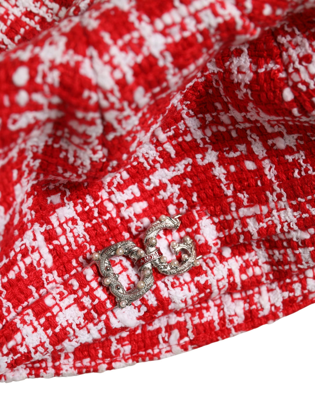 Dolce & Gabbana Baker Boy Mütze aus Tweed in Rot-Weiß