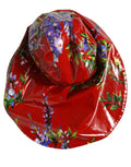Dolce & Gabbana Glänzender roter Eimerhut mit breiter Krempe und Blumenmuster