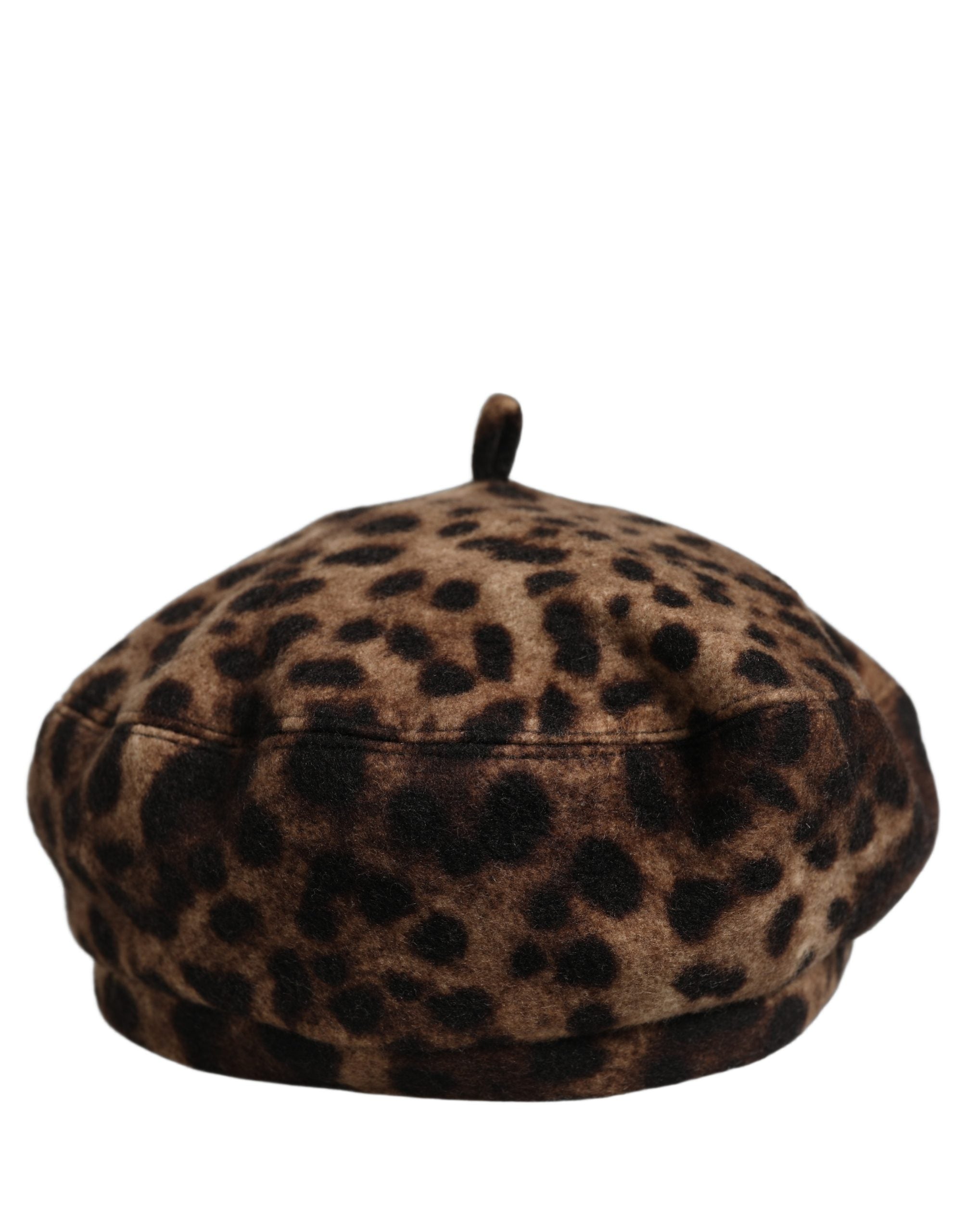 Dolce & Gabbana Brauner Baskenmütze im französischen Stil mit Leopardenmuster