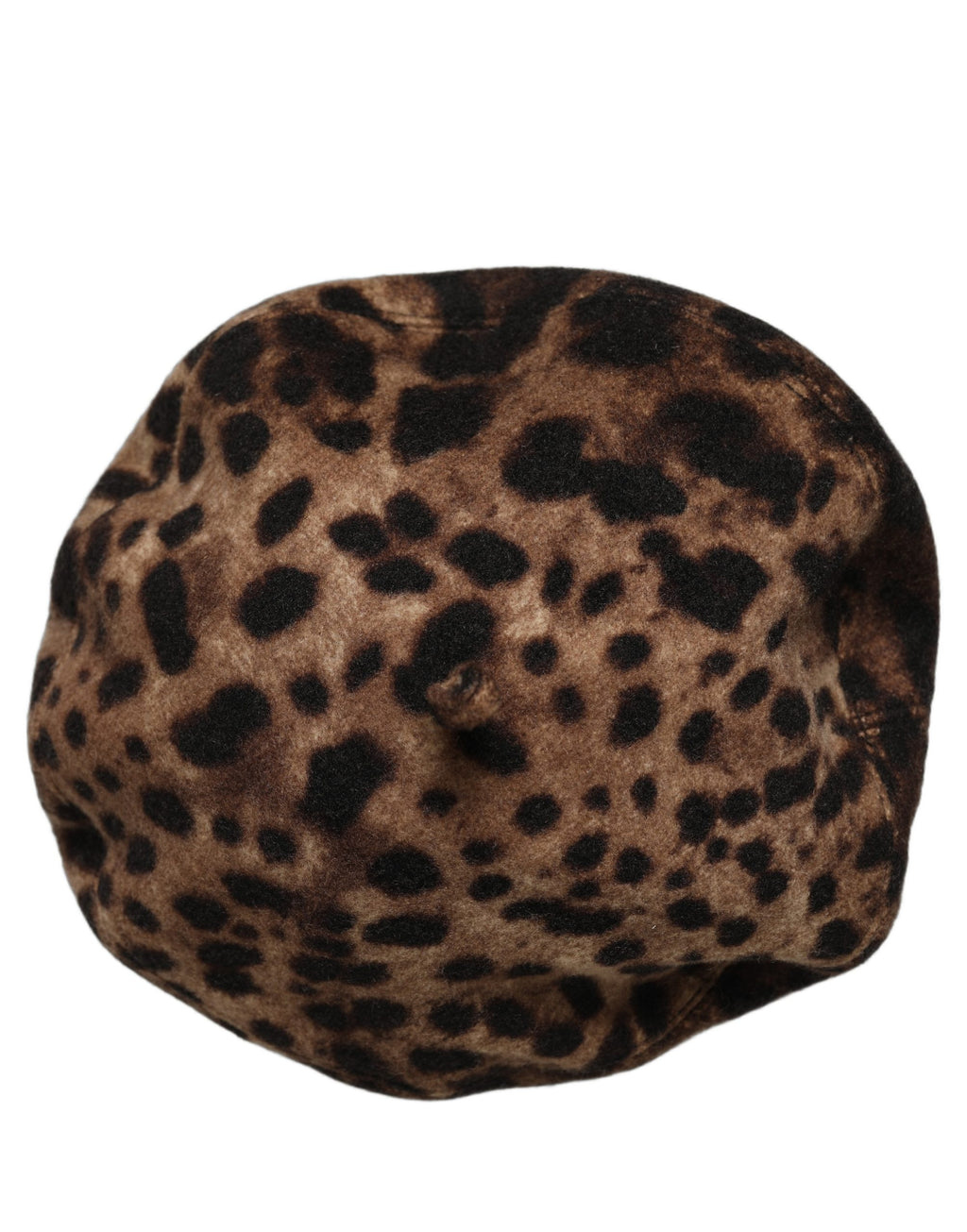 Dolce & Gabbana Brauner Baskenmütze im französischen Stil mit Leopardenmuster