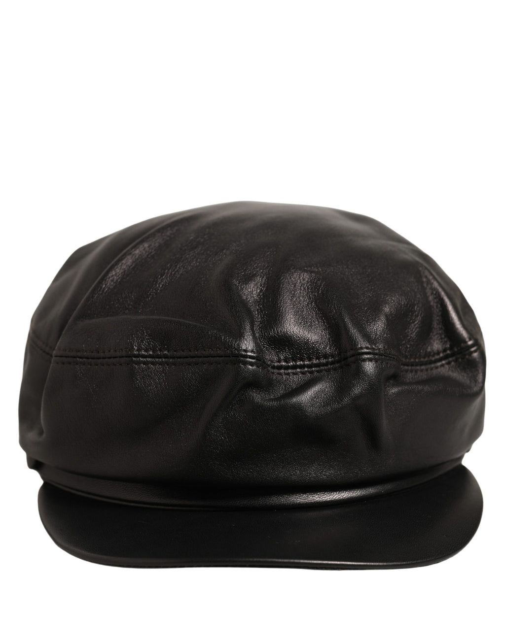 Dolce & Gabbana Schwarze Newsboy Capello Mütze aus Lammleder