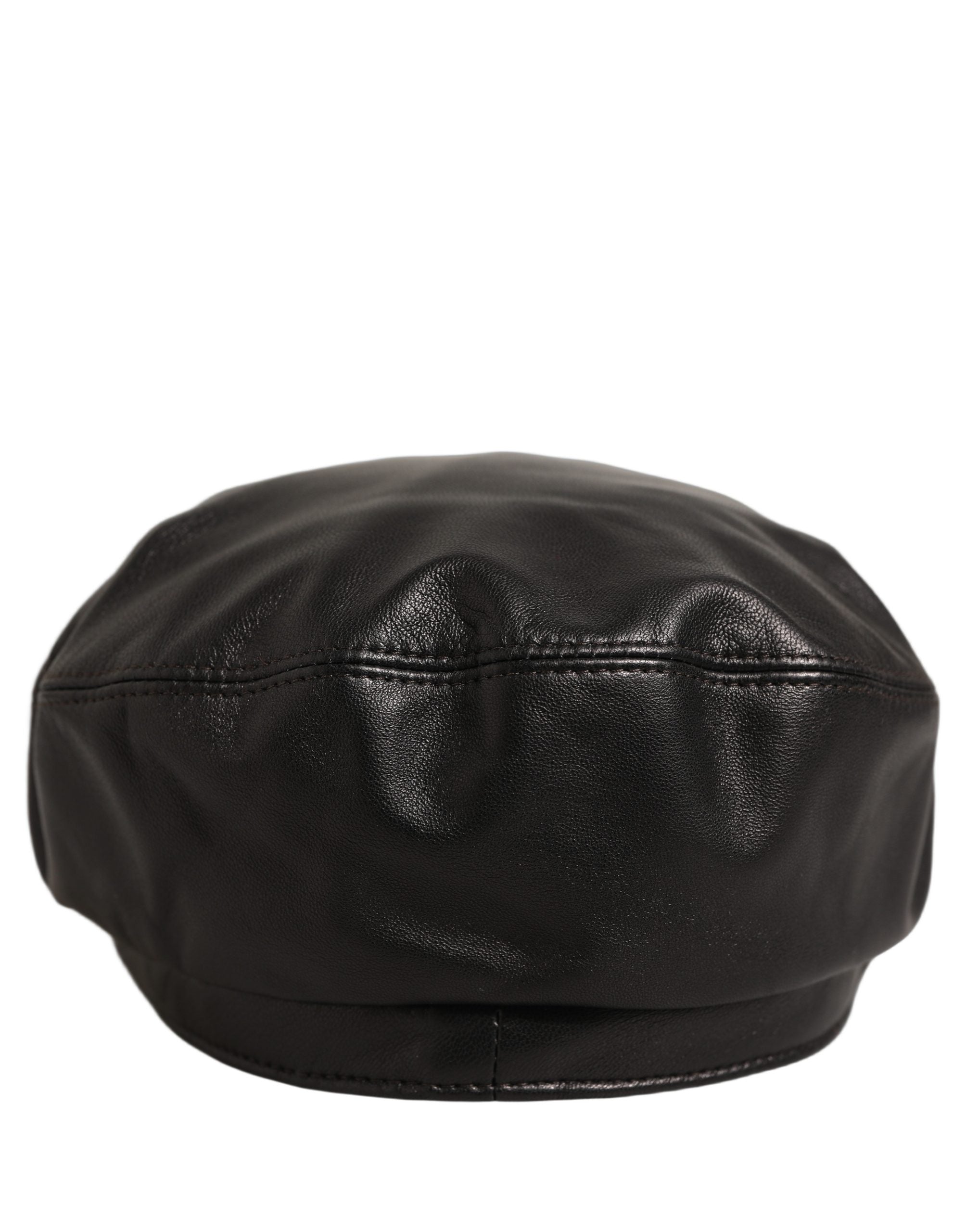 Dolce & Gabbana Schwarze Newsboy Capello Mütze aus Lammleder