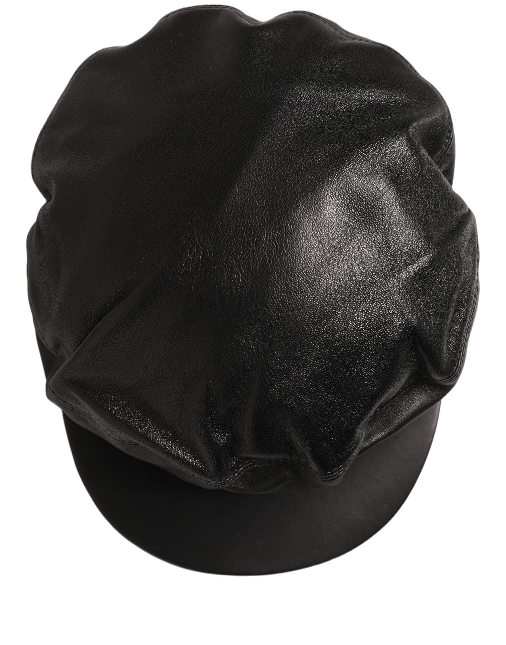 Dolce & Gabbana Schwarze Newsboy Capello Mütze aus Lammleder