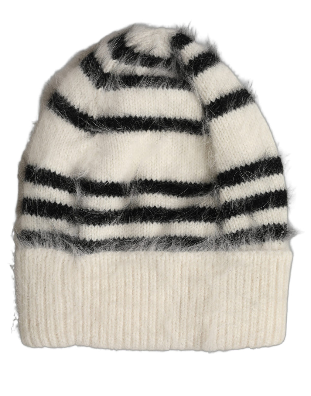 Dolce & Gabbana Mütze aus Angora-Strick in Schwarz-Weiß-Streifen, Einheitsgröße
