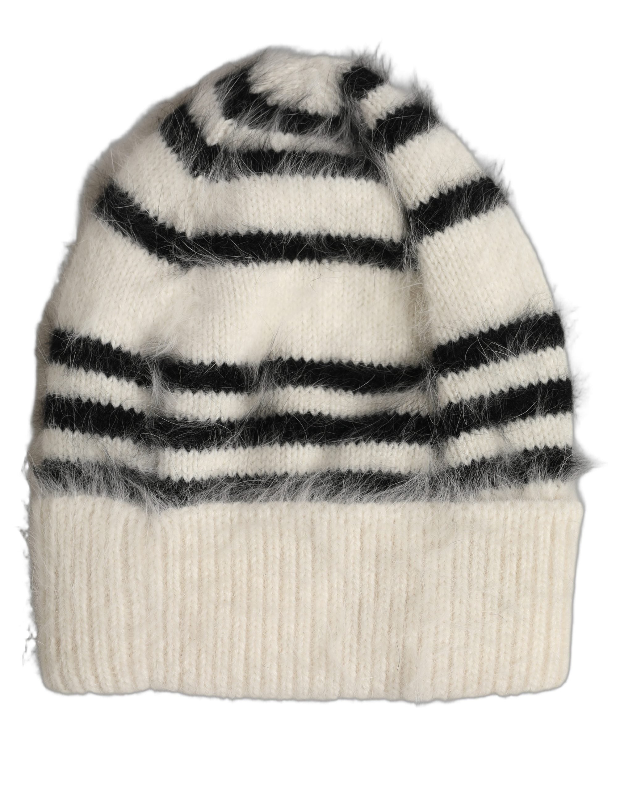 Dolce & Gabbana Mütze aus Angora-Strick in Schwarz-Weiß-Streifen, Einheitsgröße