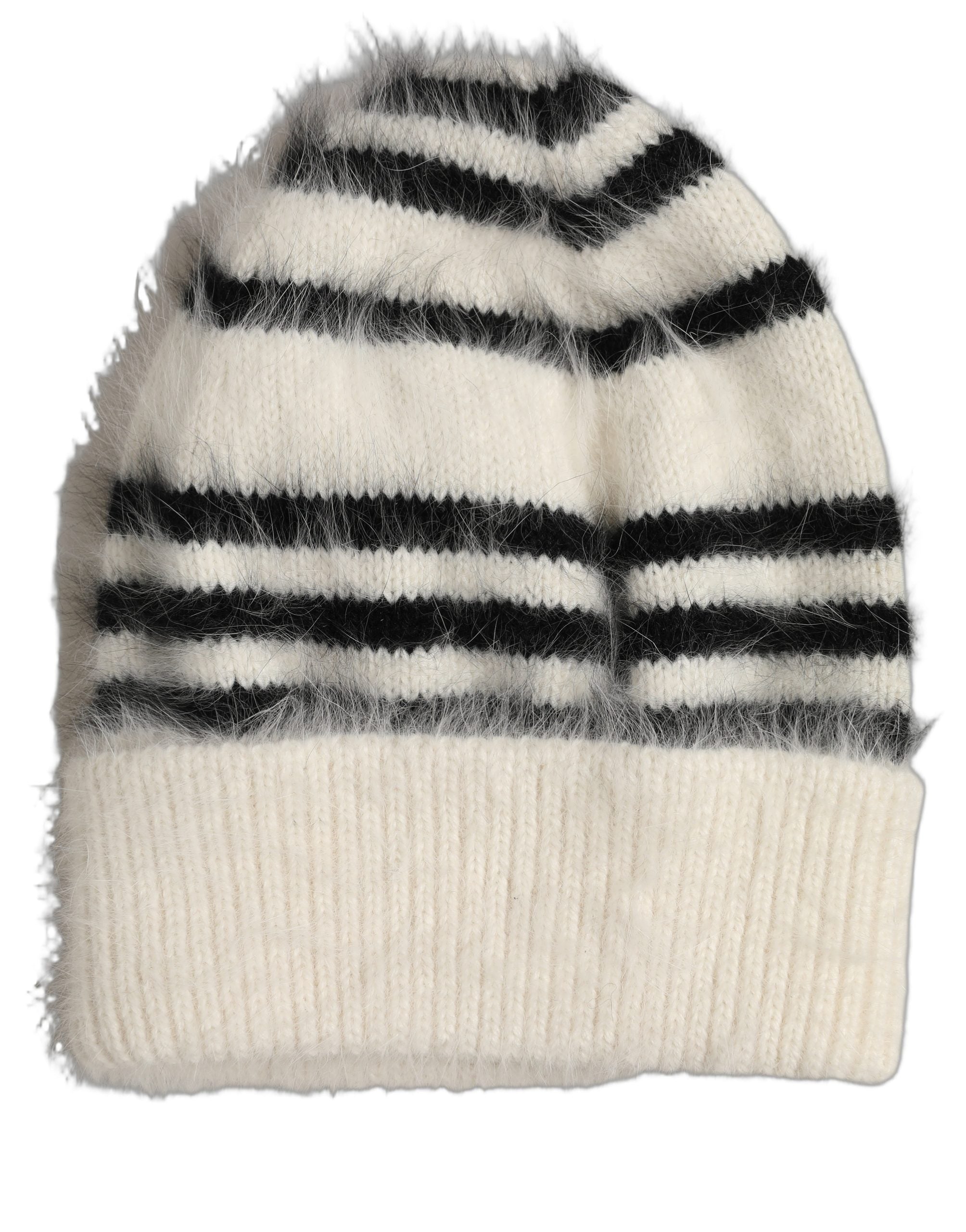 Dolce & Gabbana Mütze aus Angora-Strick in Schwarz-Weiß-Streifen, Einheitsgröße