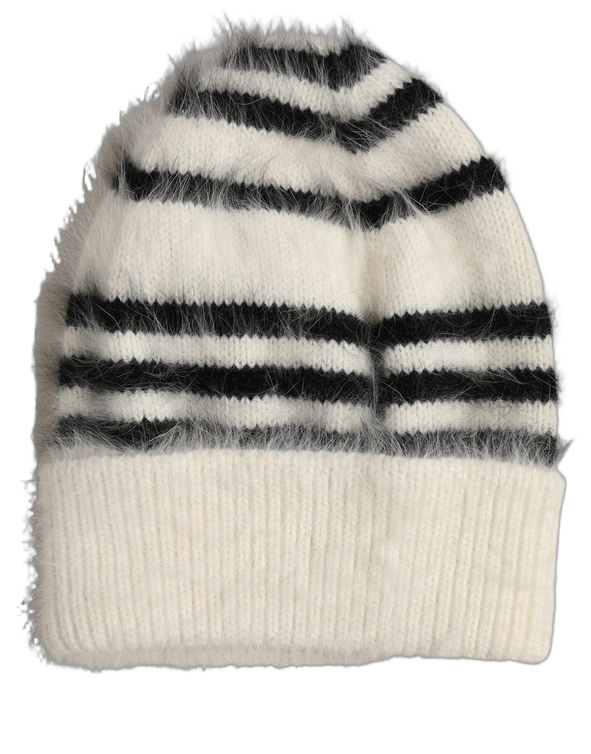 Dolce & Gabbana Mütze aus Angora-Strick in Schwarz-Weiß-Streifen, Einheitsgröße