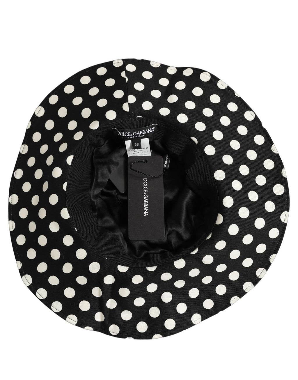 Dolce & Gabbana Schwarzer und weißer Polka-Dot-Bucket-Hat aus Baumwolle