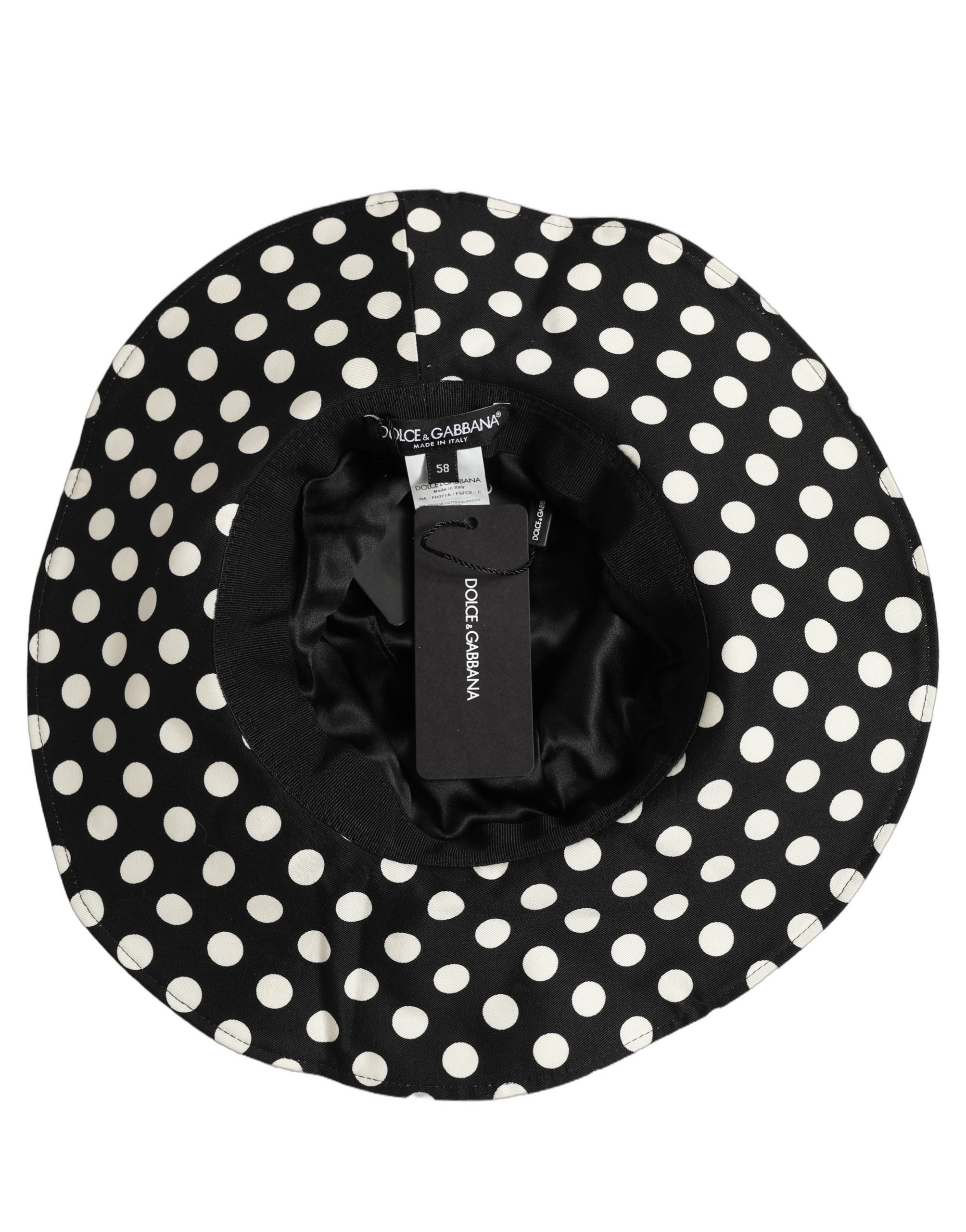 Dolce & Gabbana Schwarzer und weißer Polka-Dot-Bucket-Hat aus Baumwolle