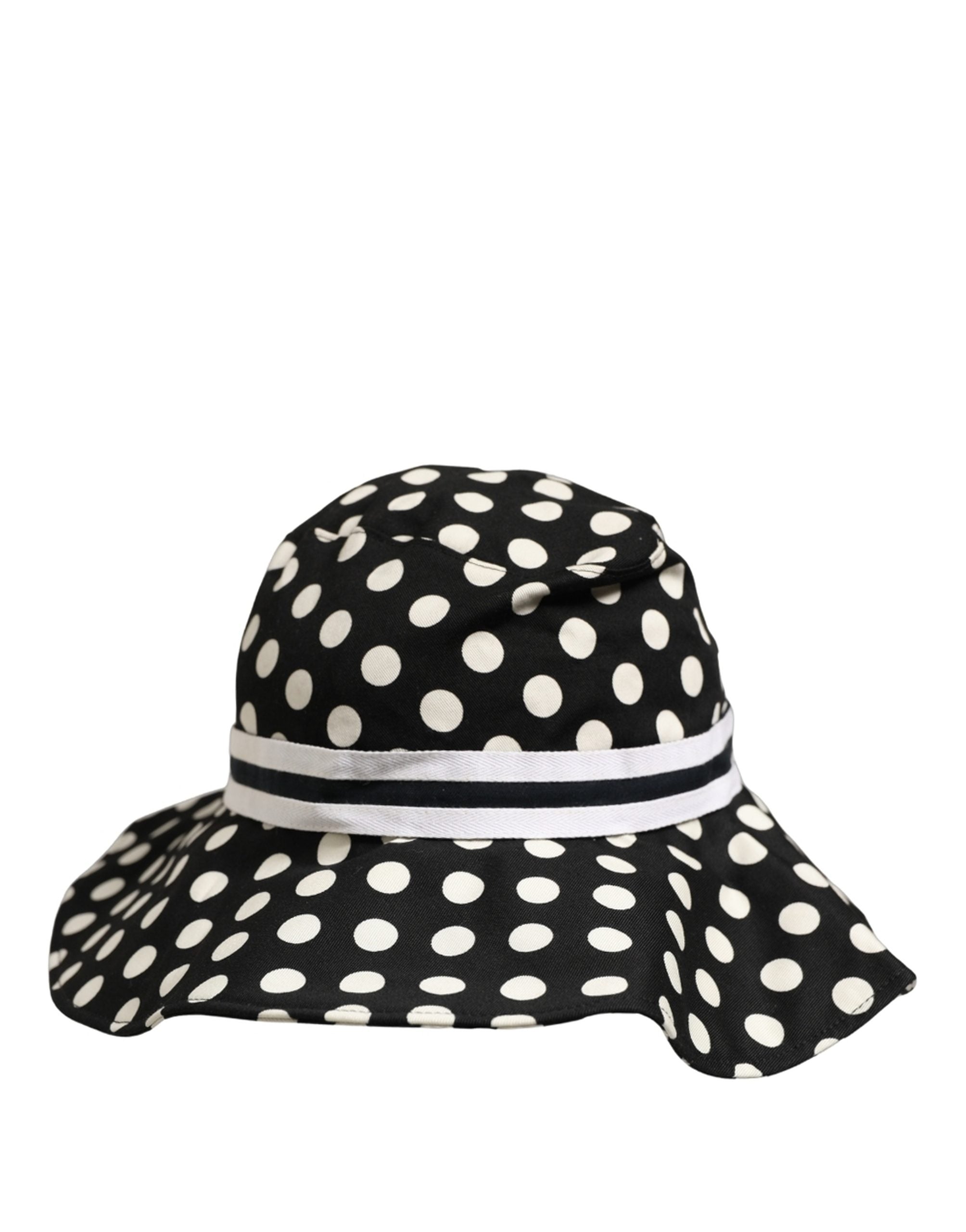 Dolce & Gabbana Schwarzer und weißer Polka-Dot-Bucket-Hat aus Baumwolle