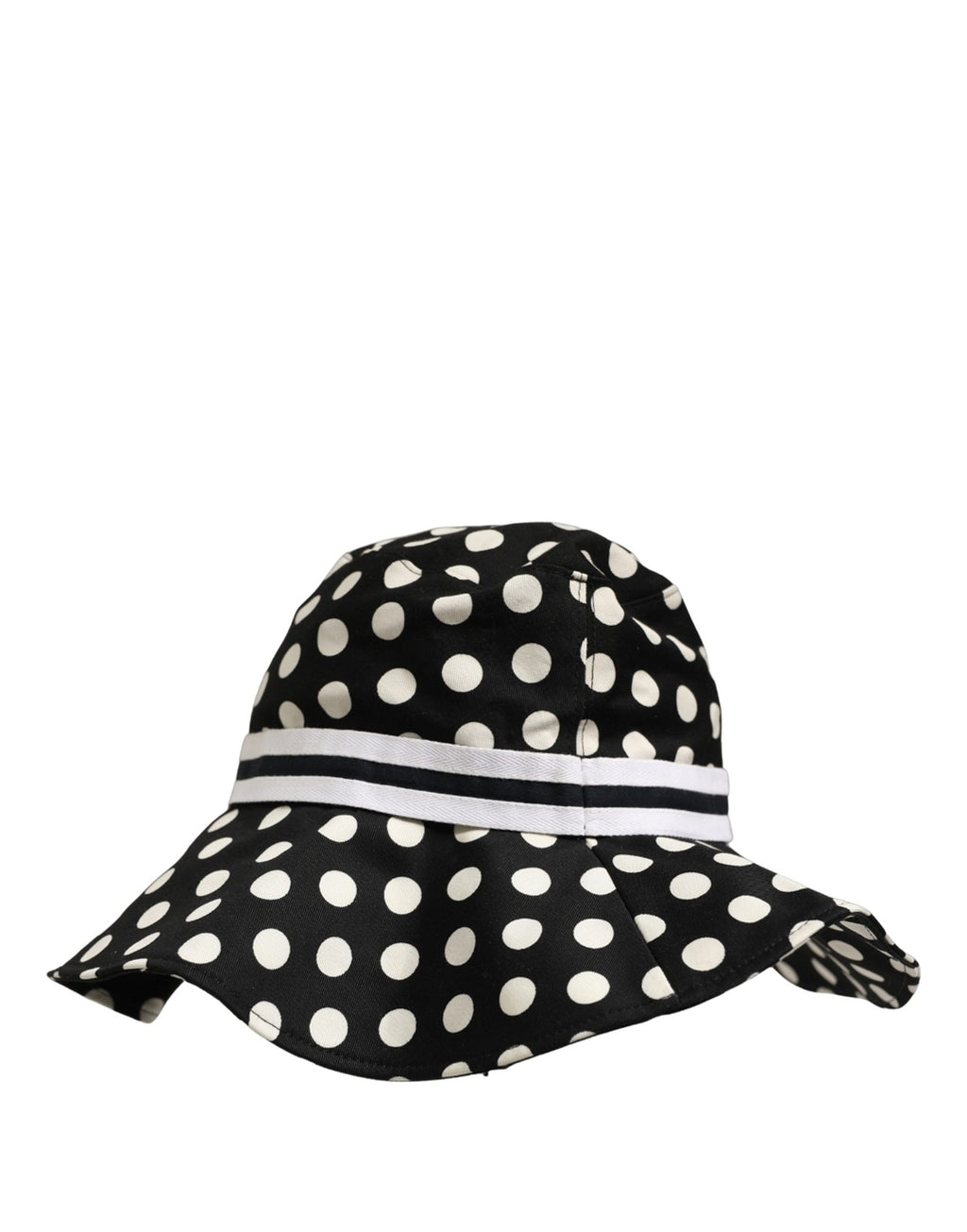Dolce & Gabbana Schwarzer und weißer Polka-Dot-Bucket-Hat aus Baumwolle