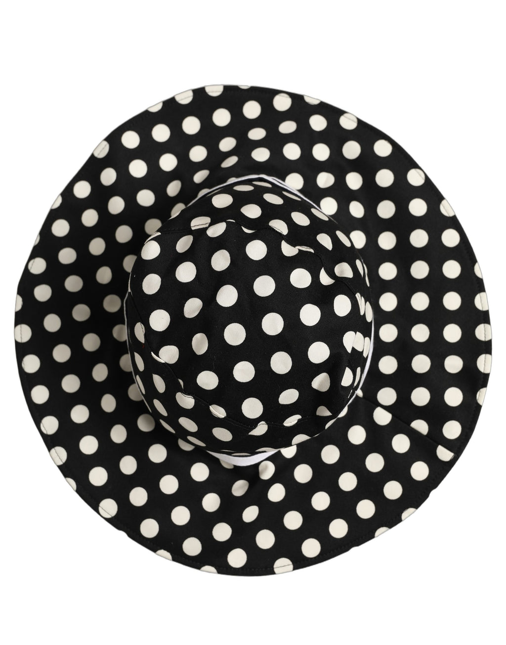 Dolce & Gabbana Schwarzer und weißer Polka-Dot-Bucket-Hat aus Baumwolle