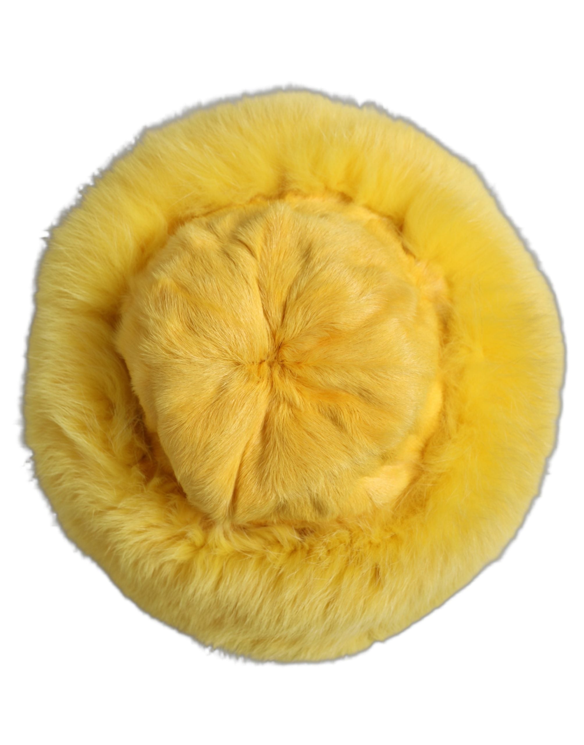 Dolce & Gabbana Damen Bucket Hat aus gelbem Fuchs- und Ziegenfell