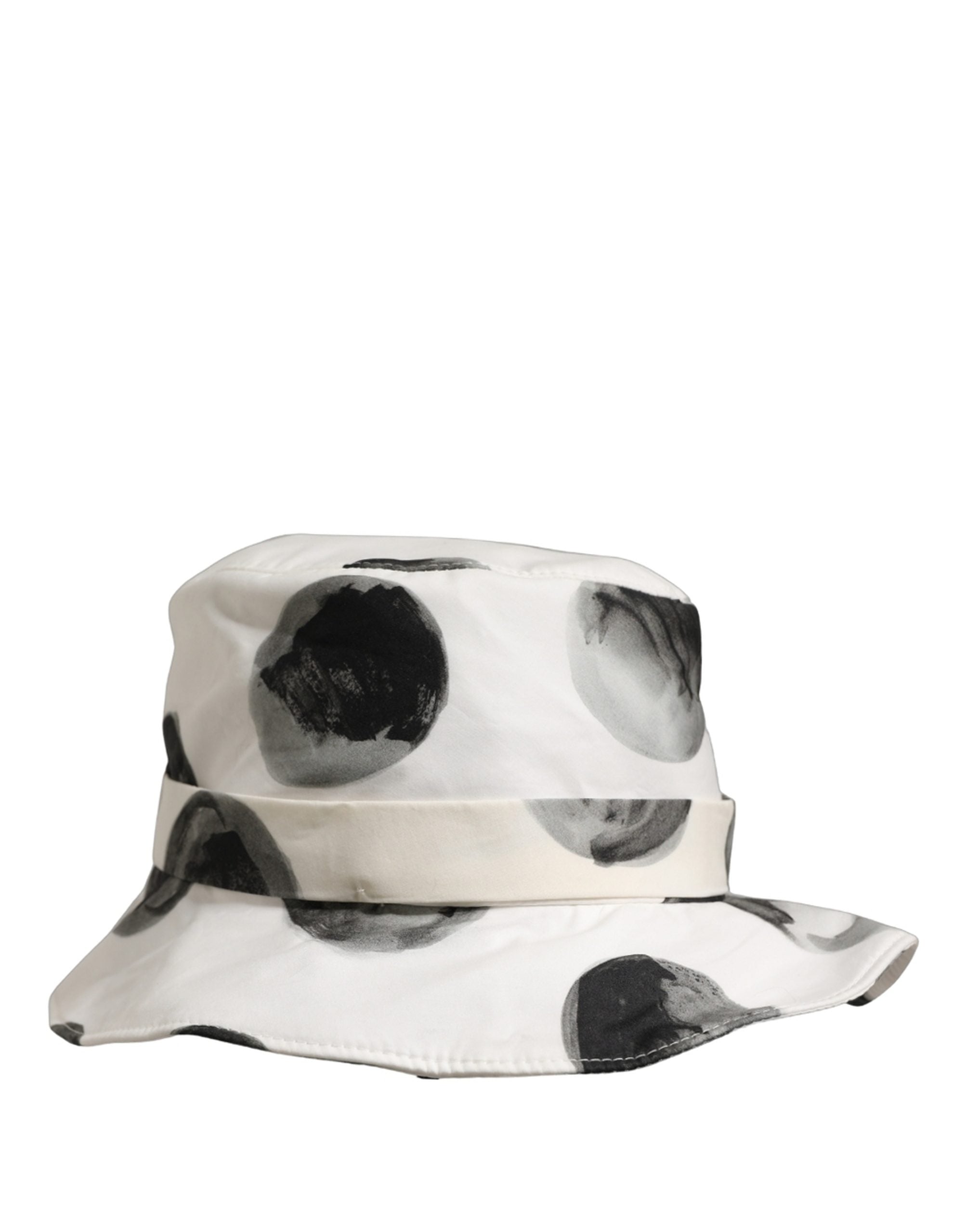 Dolce & Gabbana Weißer Baumwoll-Eimerhut mit Polka Dot-Muster