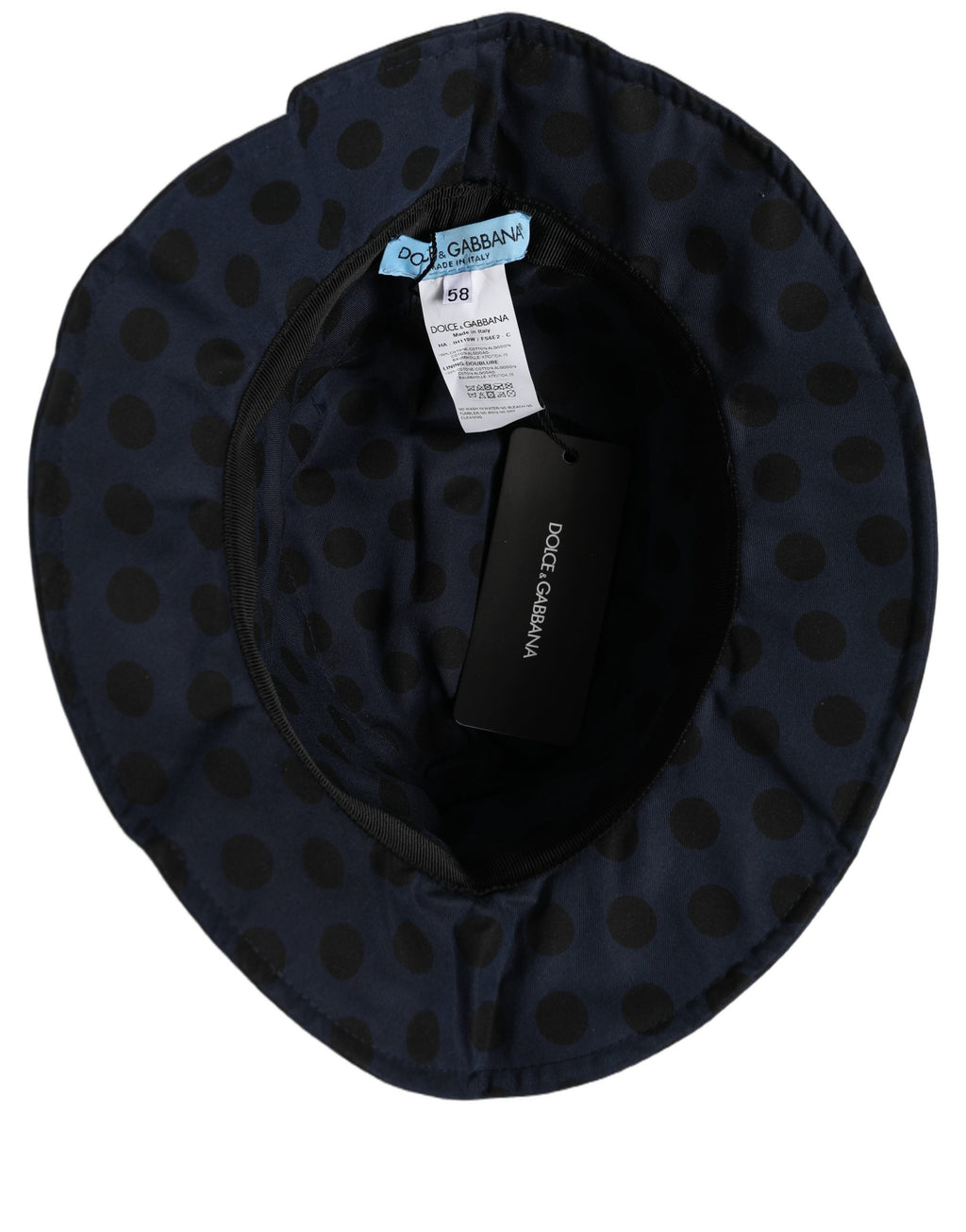 Dolce & Gabbana Blauer Schwarzer Polka Dot Baumwoll Bucket Hat