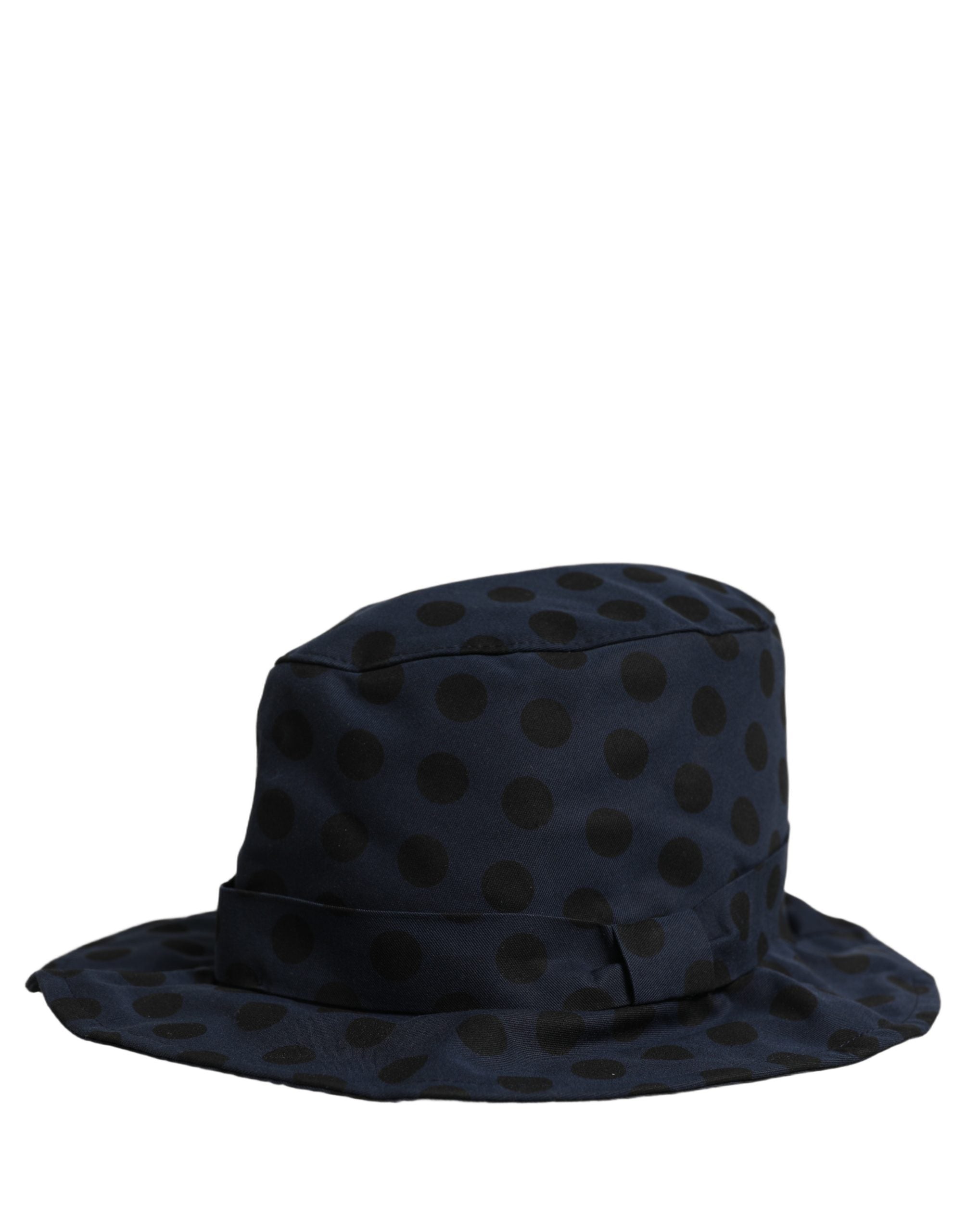 Dolce & Gabbana Blauer Schwarzer Polka Dot Baumwoll Bucket Hat