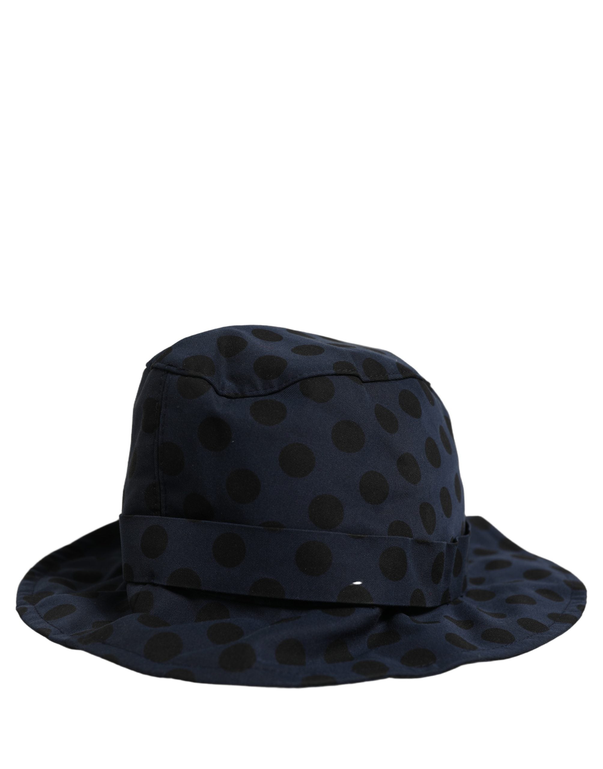 Dolce & Gabbana Blauer Schwarzer Polka Dot Baumwoll Bucket Hat