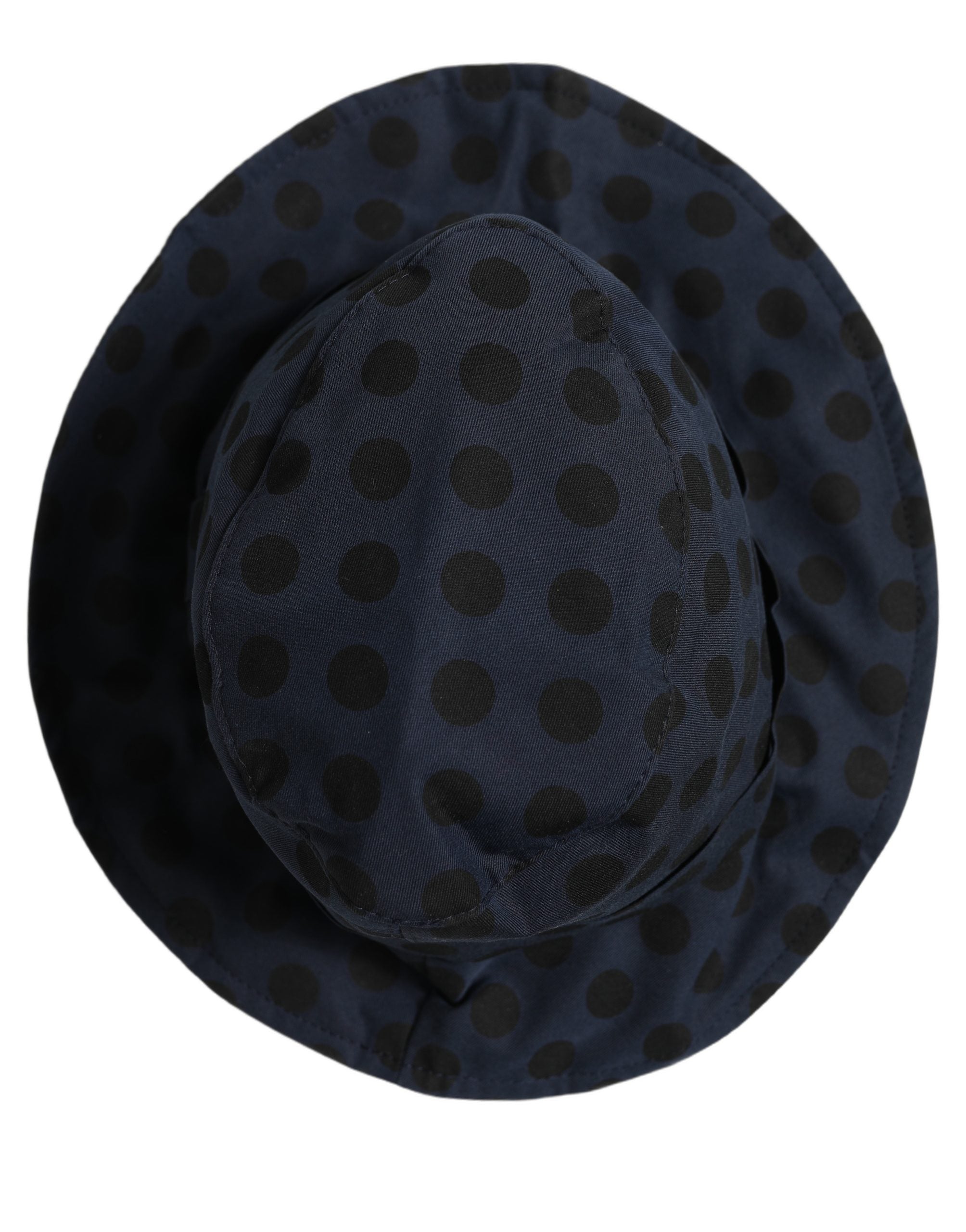 Dolce & Gabbana Blauer Schwarzer Polka Dot Baumwoll Bucket Hat